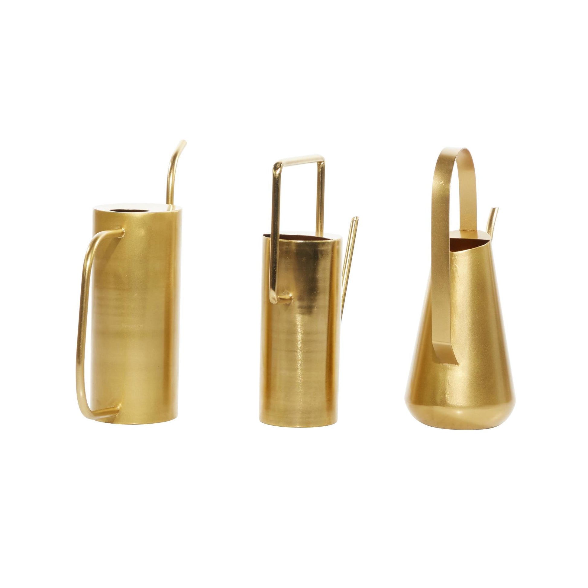 Set of 3 Watering Can Gold Metal Indoor Outdoor Planter