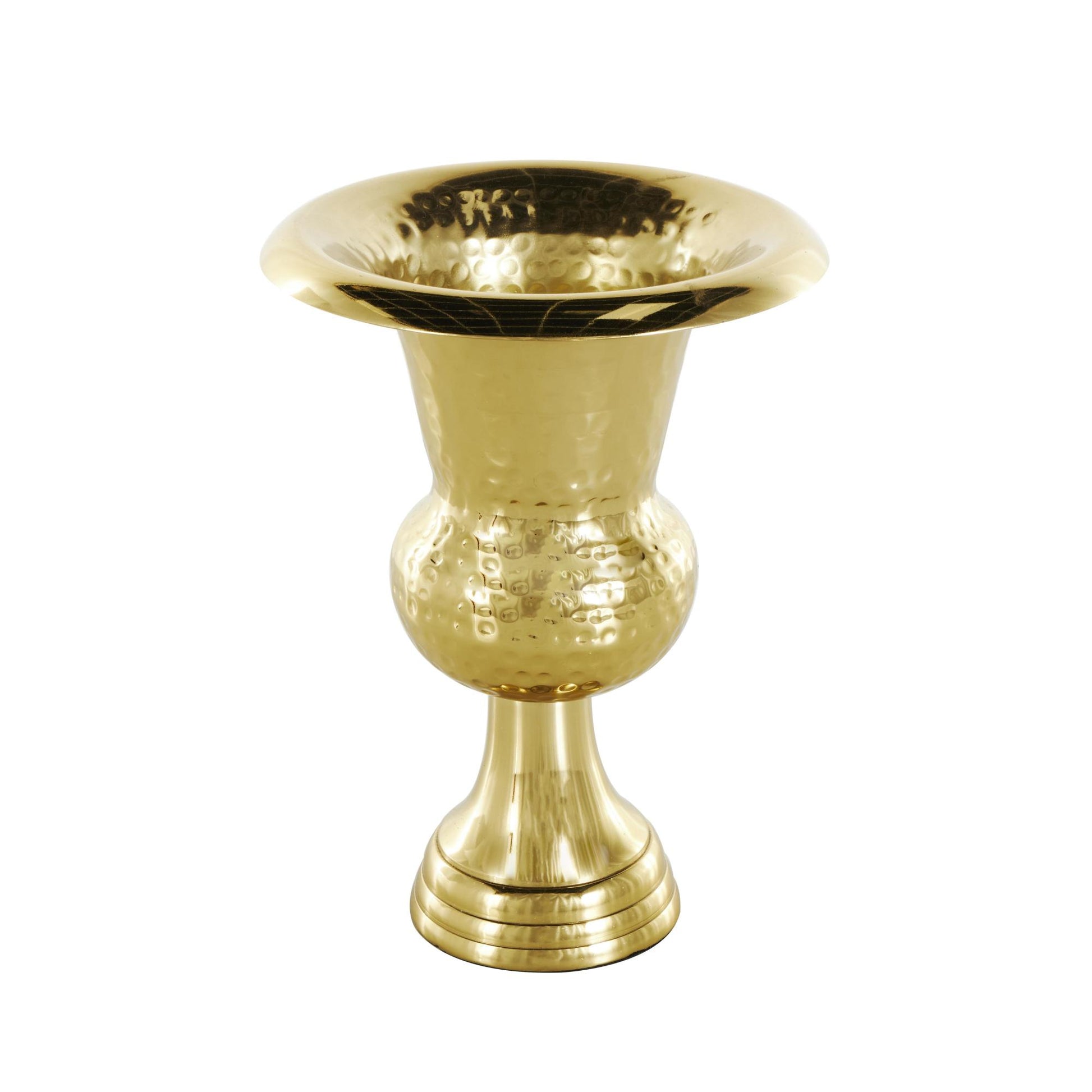 Aluminum Metal Goblet Inspired Hammered Decorative Vase
