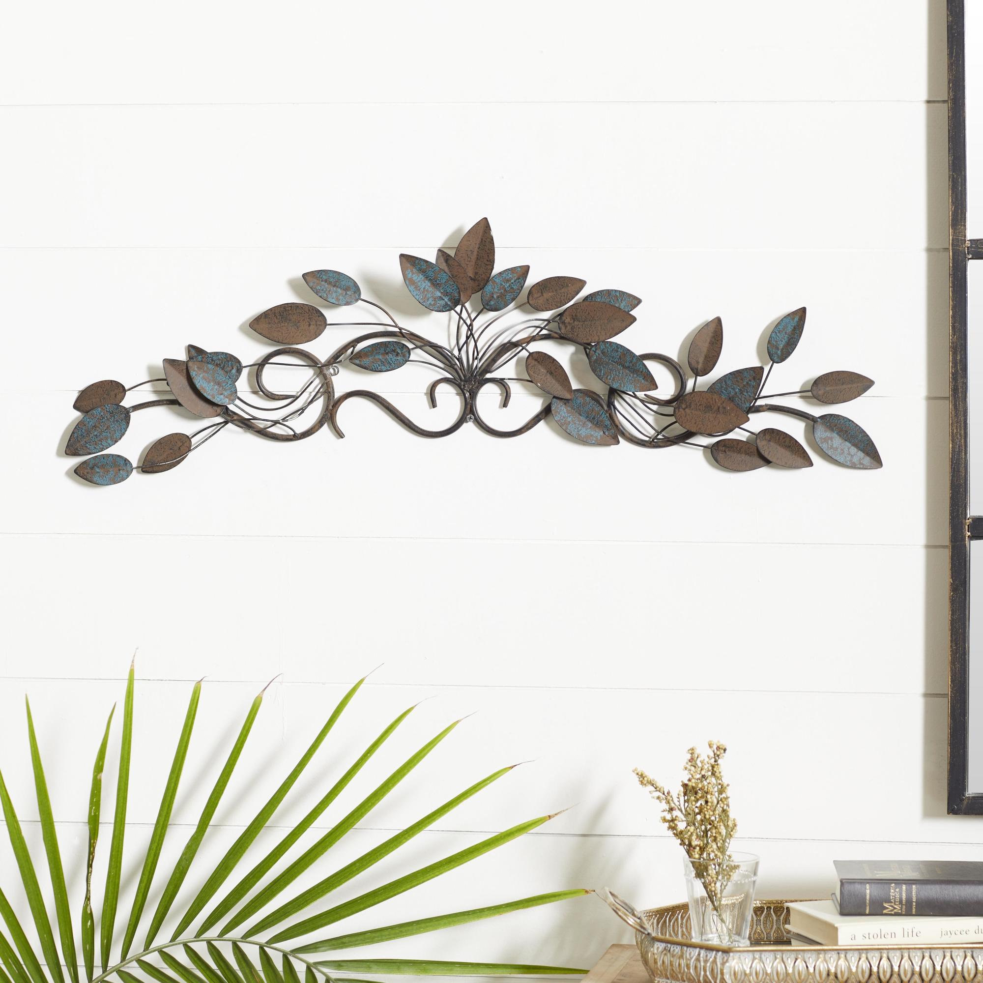 Leaf Metal Scroll Home Wall Decor 35" x 2" x 10"