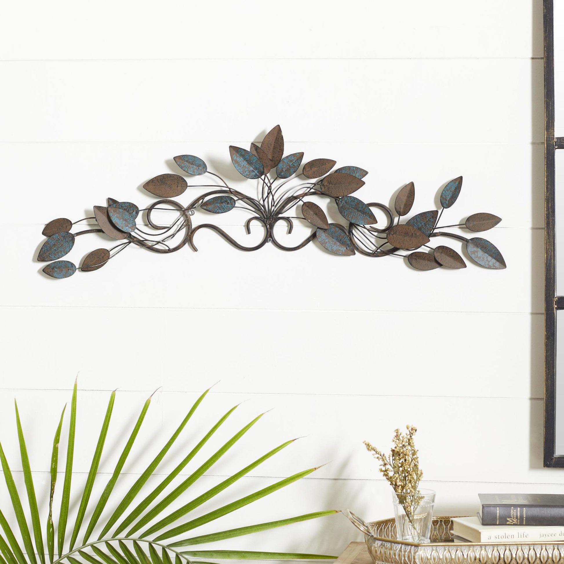 Leaf Metal Scroll Home Wall Decor 35" x 2" x 10"