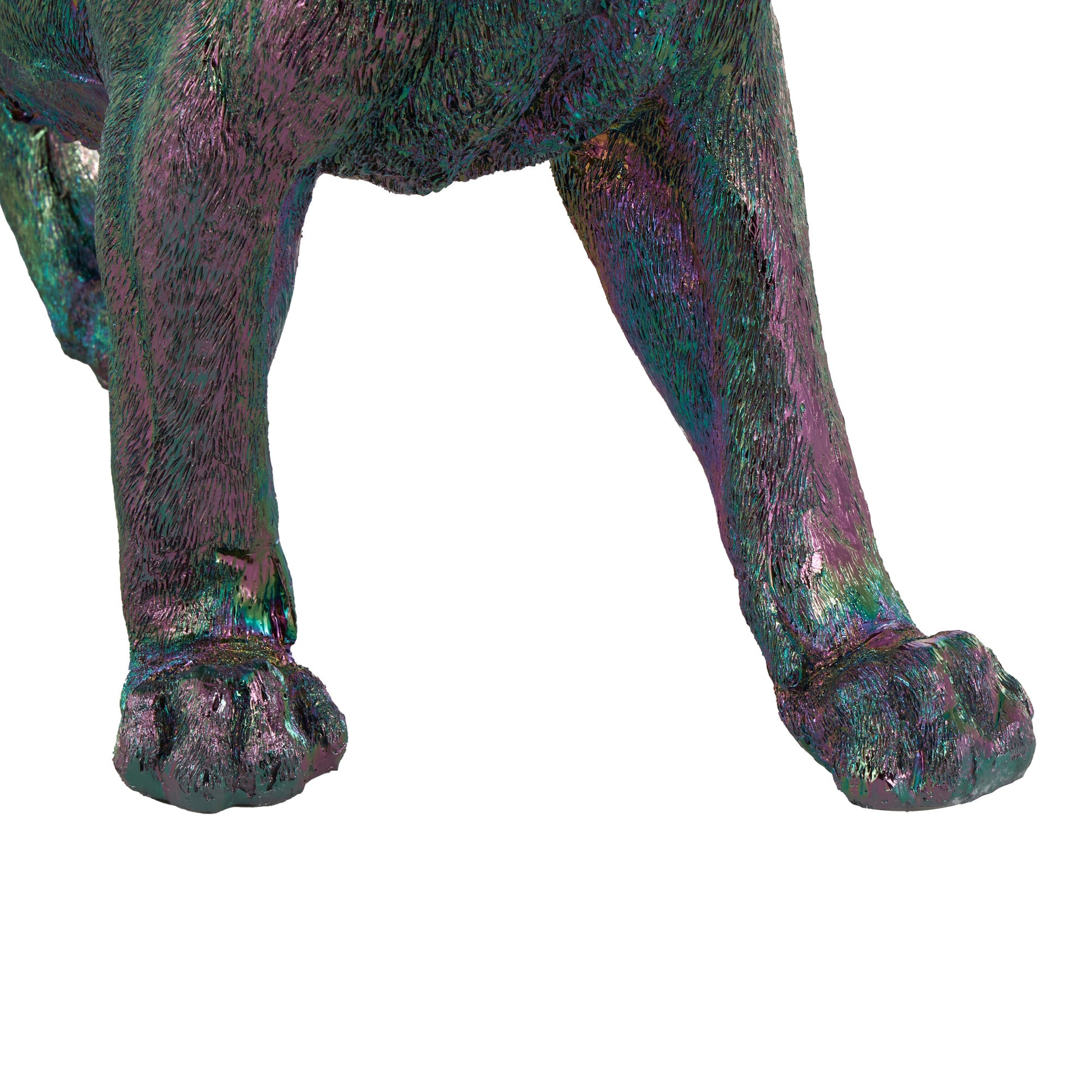 Leopard Multi Colored Resin Standing Decorative Sculpture with Rainbow Shimmer Finish