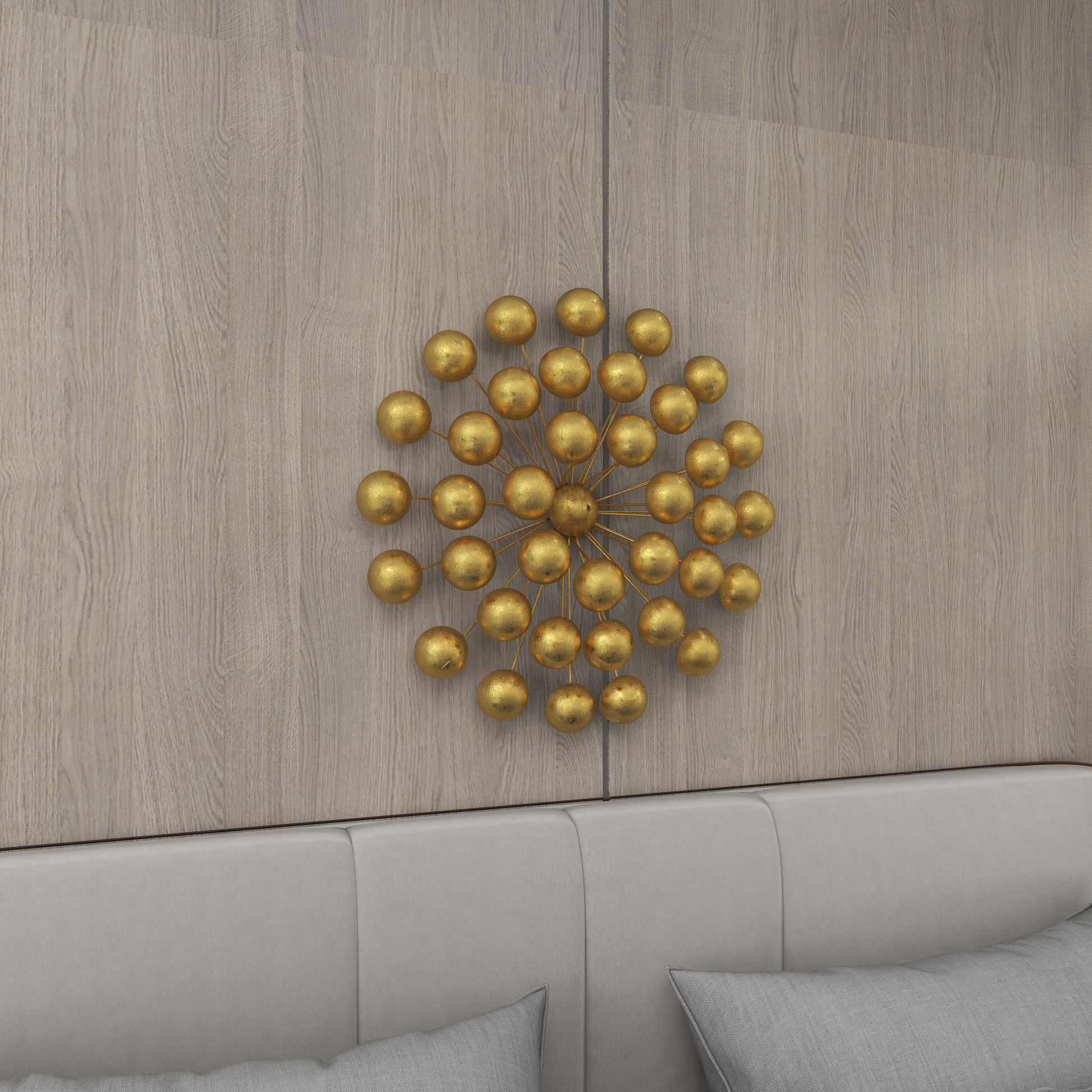 Starburst Gold Metal Home Wall Decor with Orb Detailing