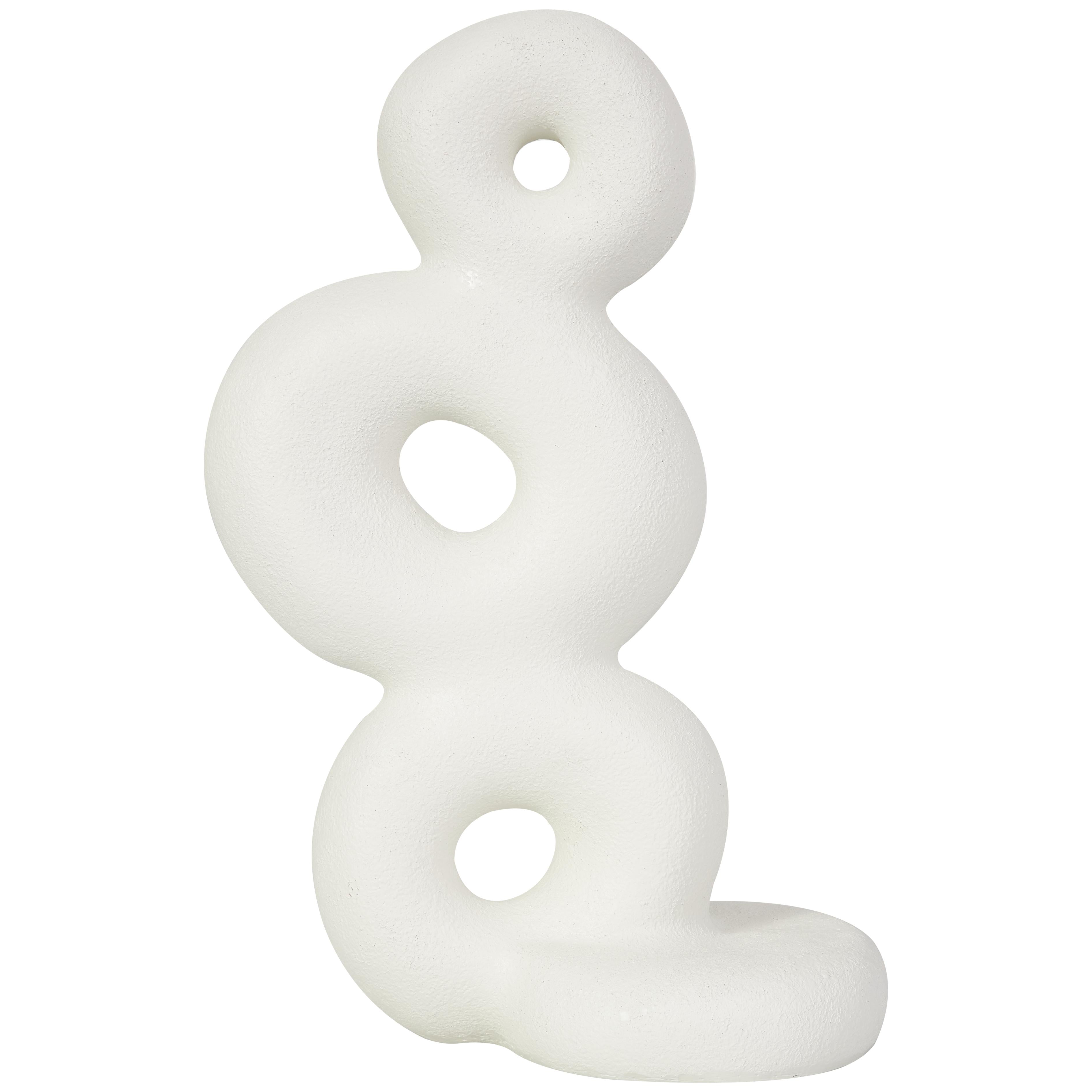Abstract White Resin Stacked Circle Ring Decorative Sculpture
