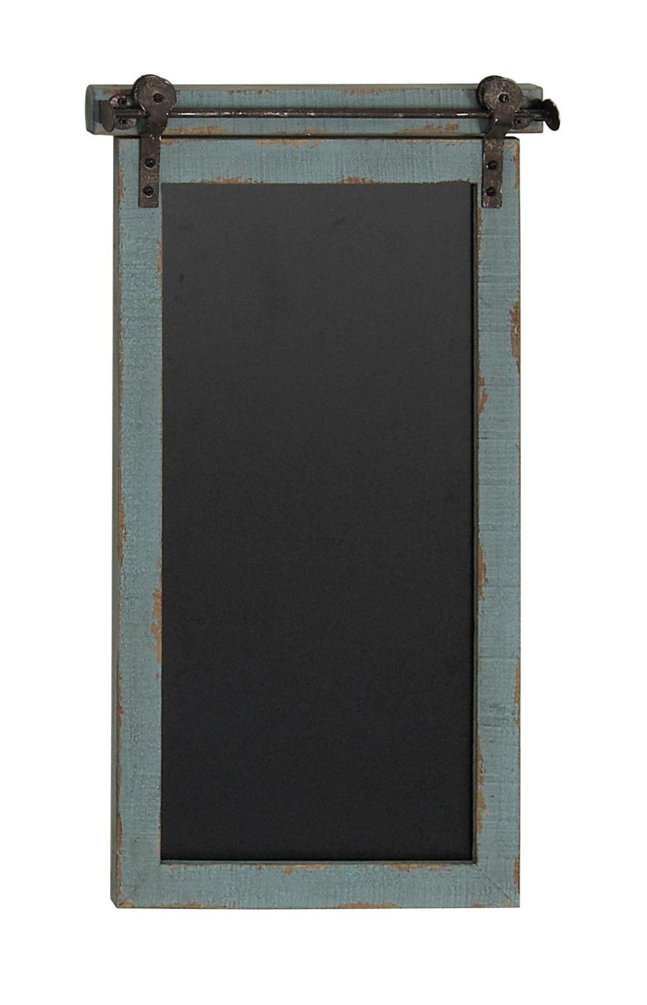Sign Blue Wood Sliding Barn Door Inspired Chalkboard Home Wall Decor