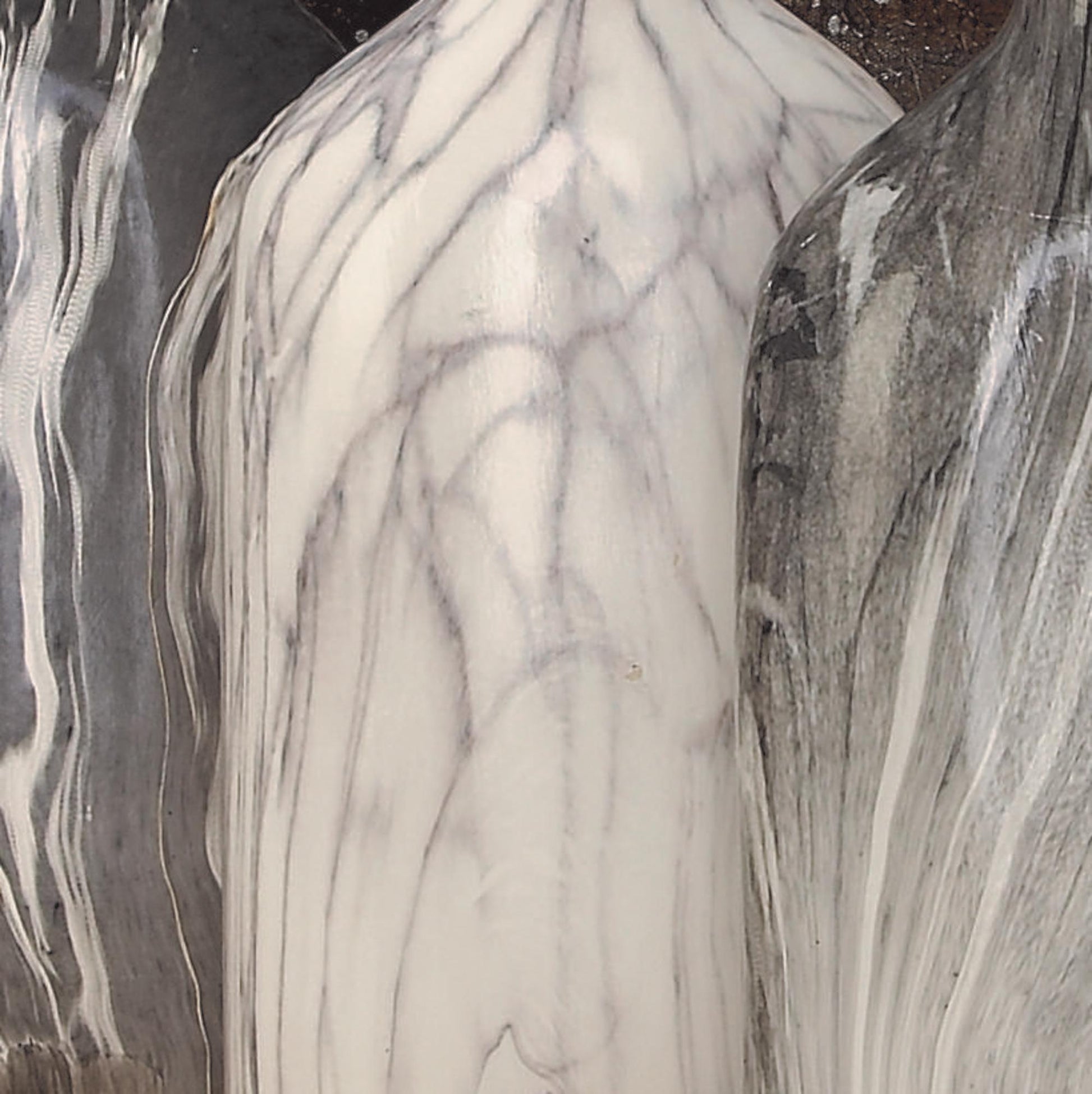 Set of 3 Gray Ceramic Faux Marble Decorative Vase
