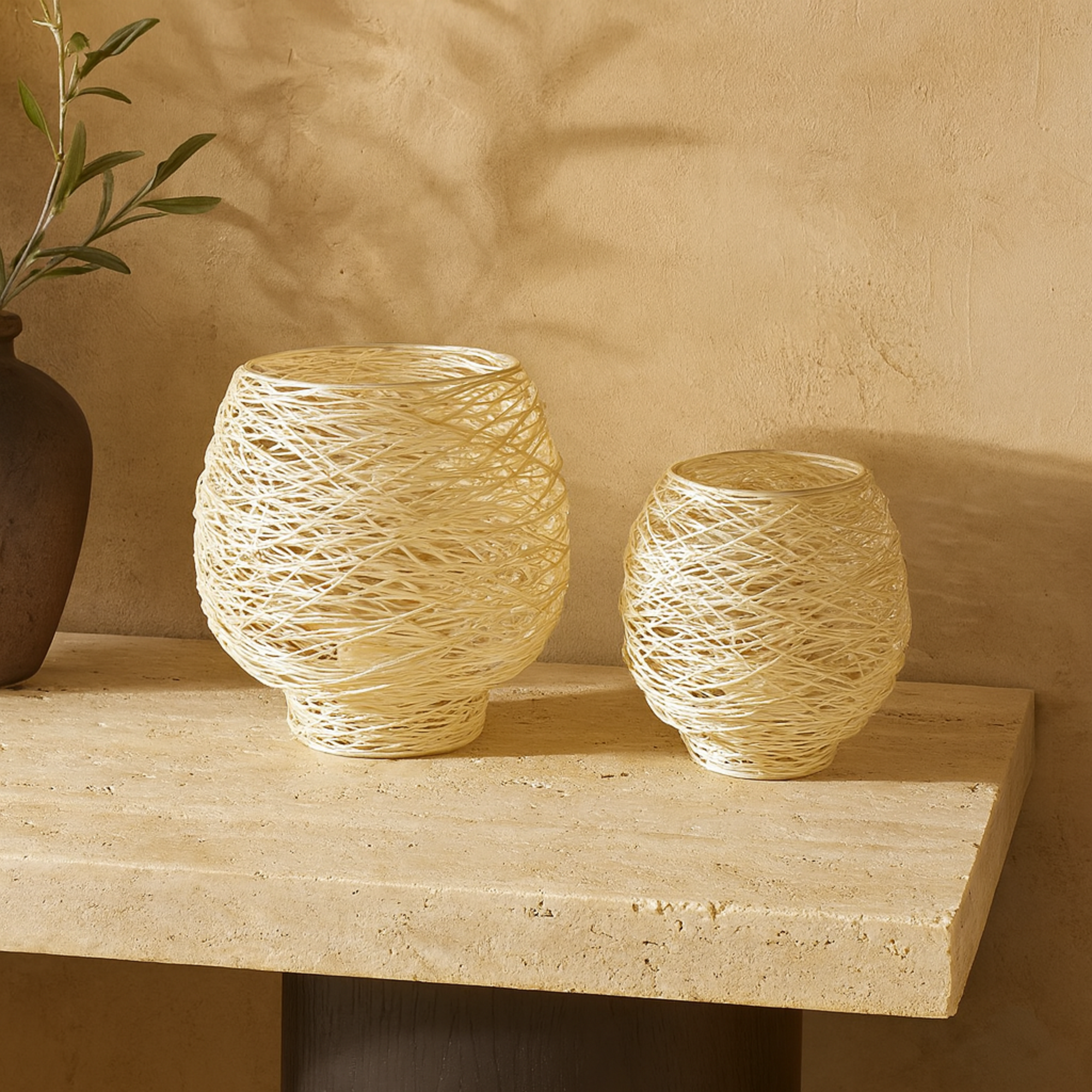 CosmoLiving by Cosmopolitan Set of 2 Gold Metal Tealight Decorative Indoor Outdoor Candle Lantern