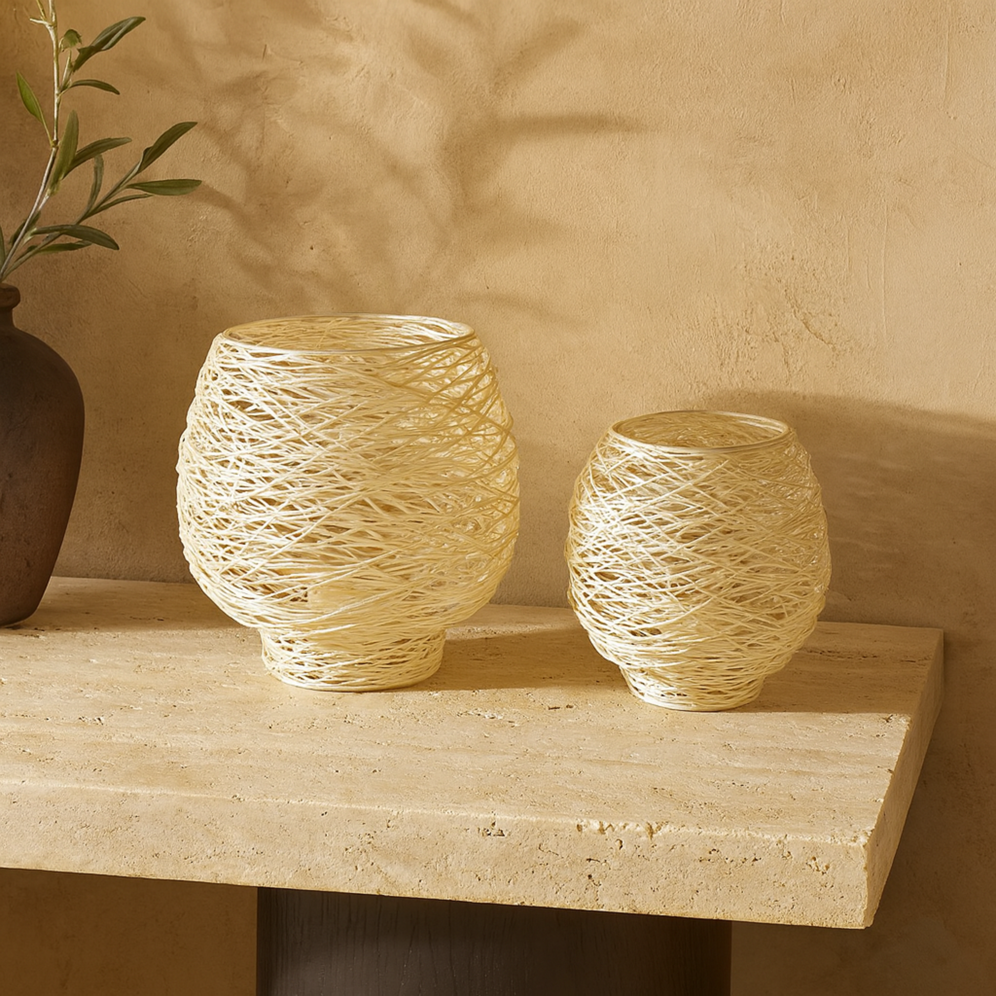 CosmoLiving by Cosmopolitan Set of 2 Gold Metal Tealight Decorative Indoor Outdoor Candle Lantern