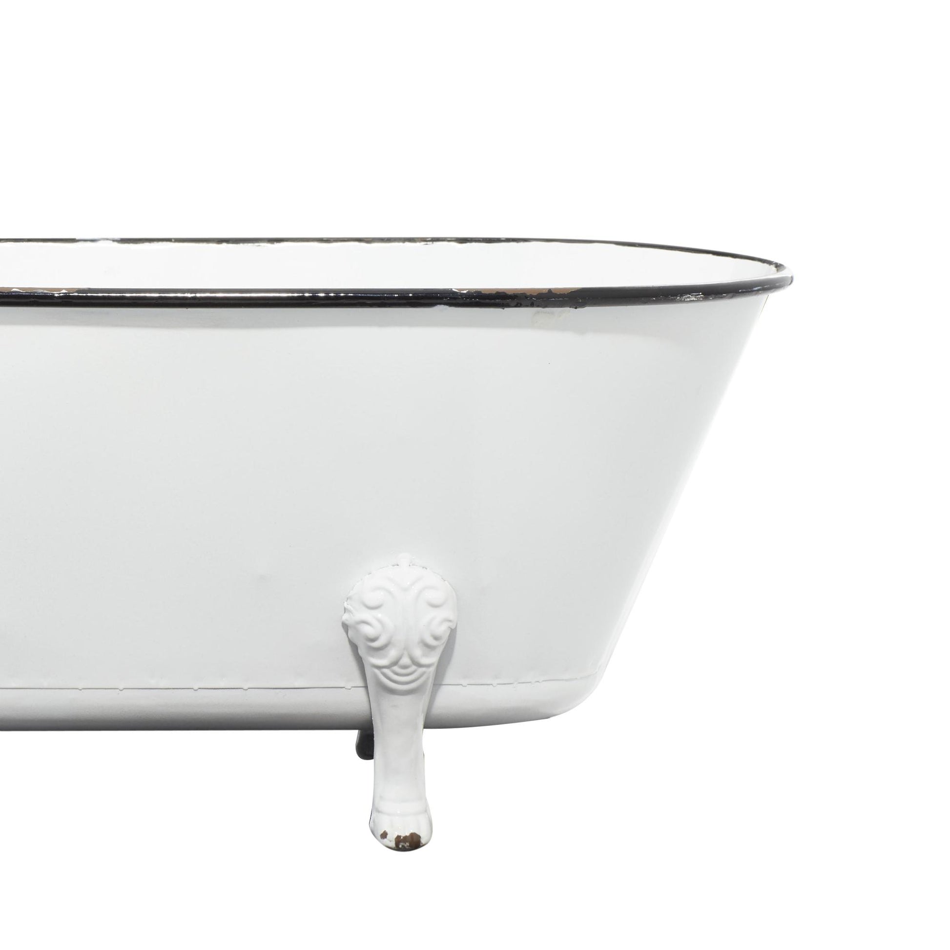 White Metal Bathtub Indoor Outdoor Planter with Scrolled Feet