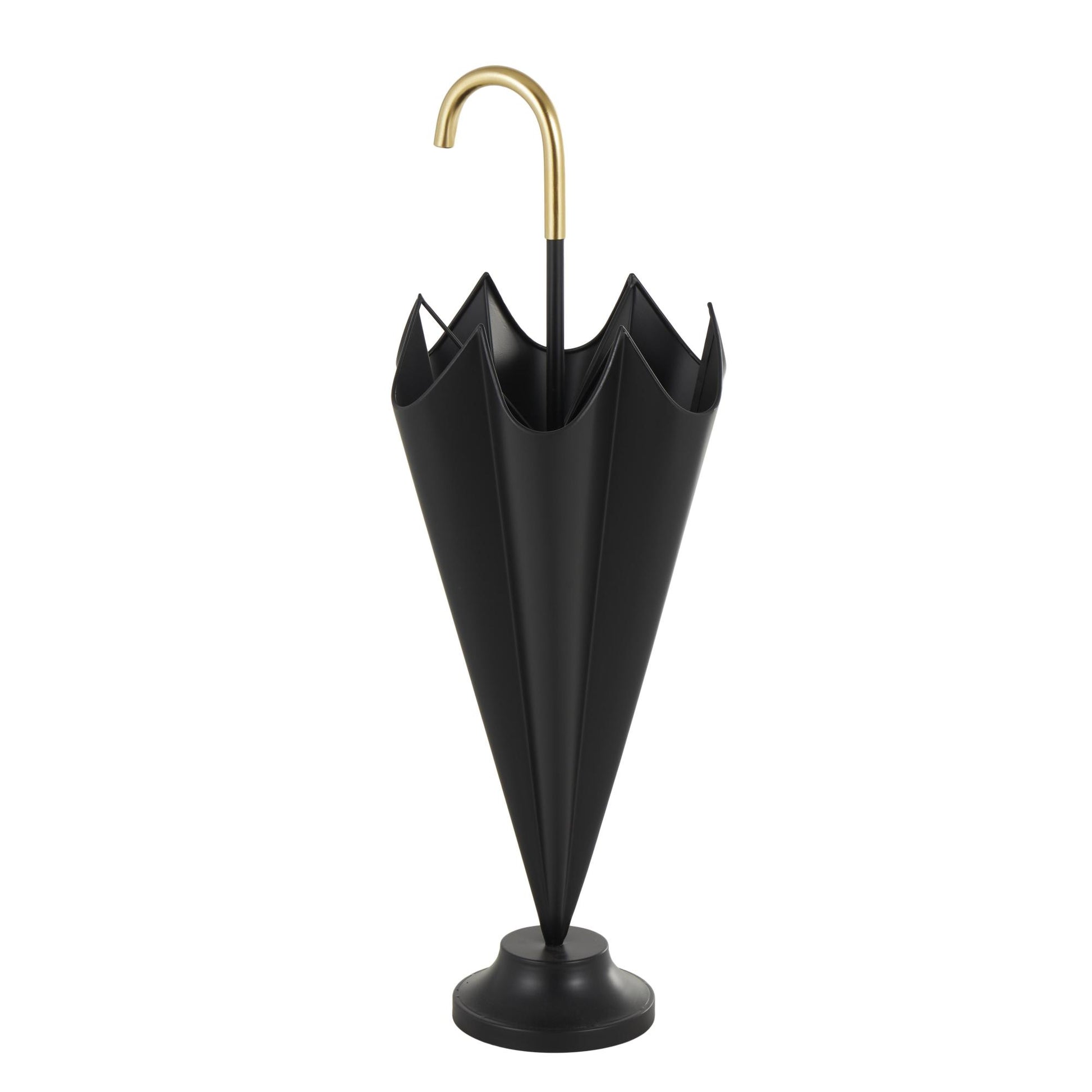 Black Metal Decorative Umbrella Stand with Gold Handle and Ball Details