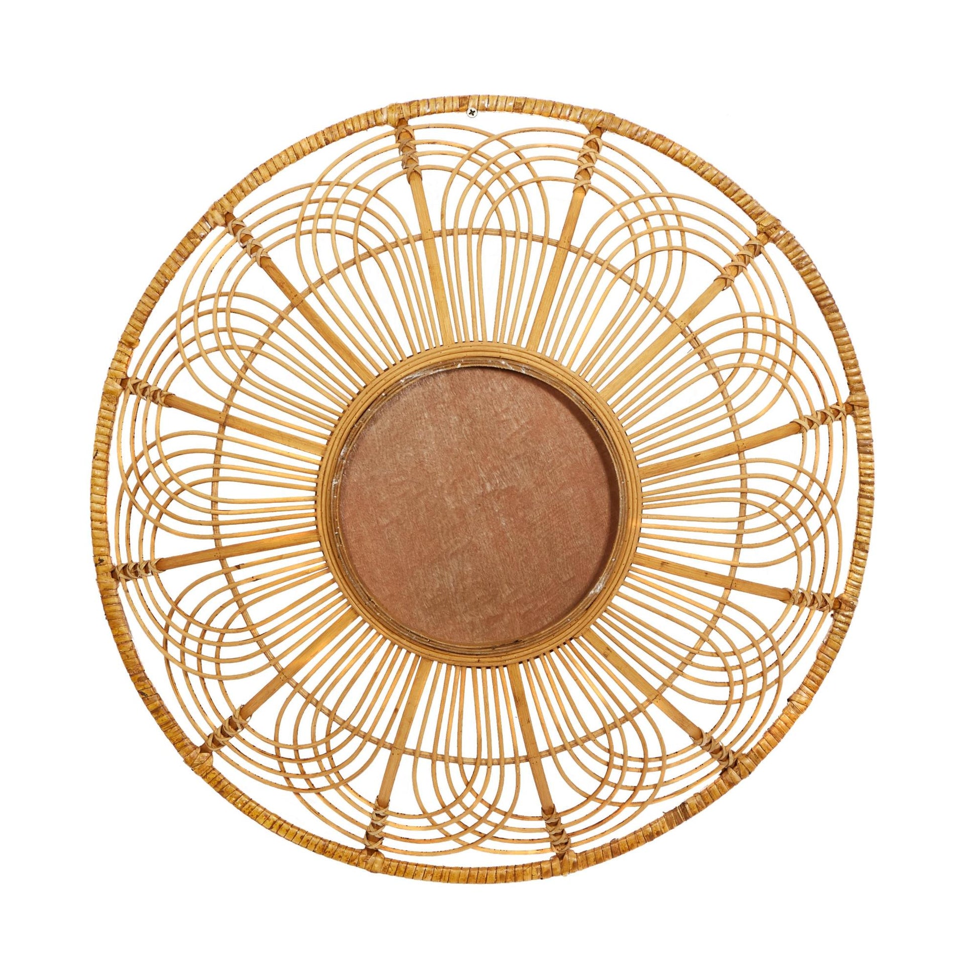 Set of 3 Plate Brown Wood Handmade Floral Basket Home Wall Decor