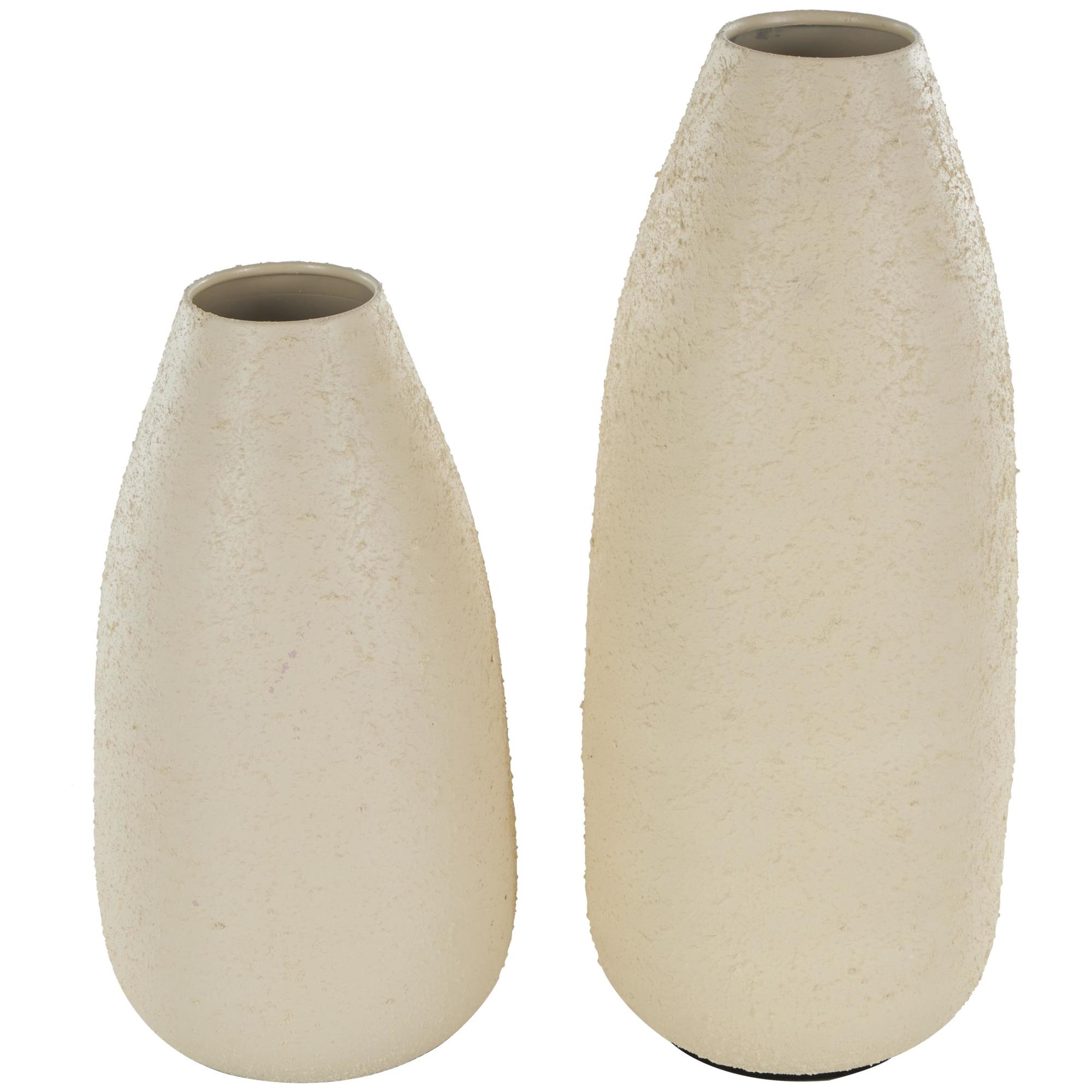 Set of 2 Metal Minimalistic Distressed Textured Decorative Vase Set of 2 18", 14"H