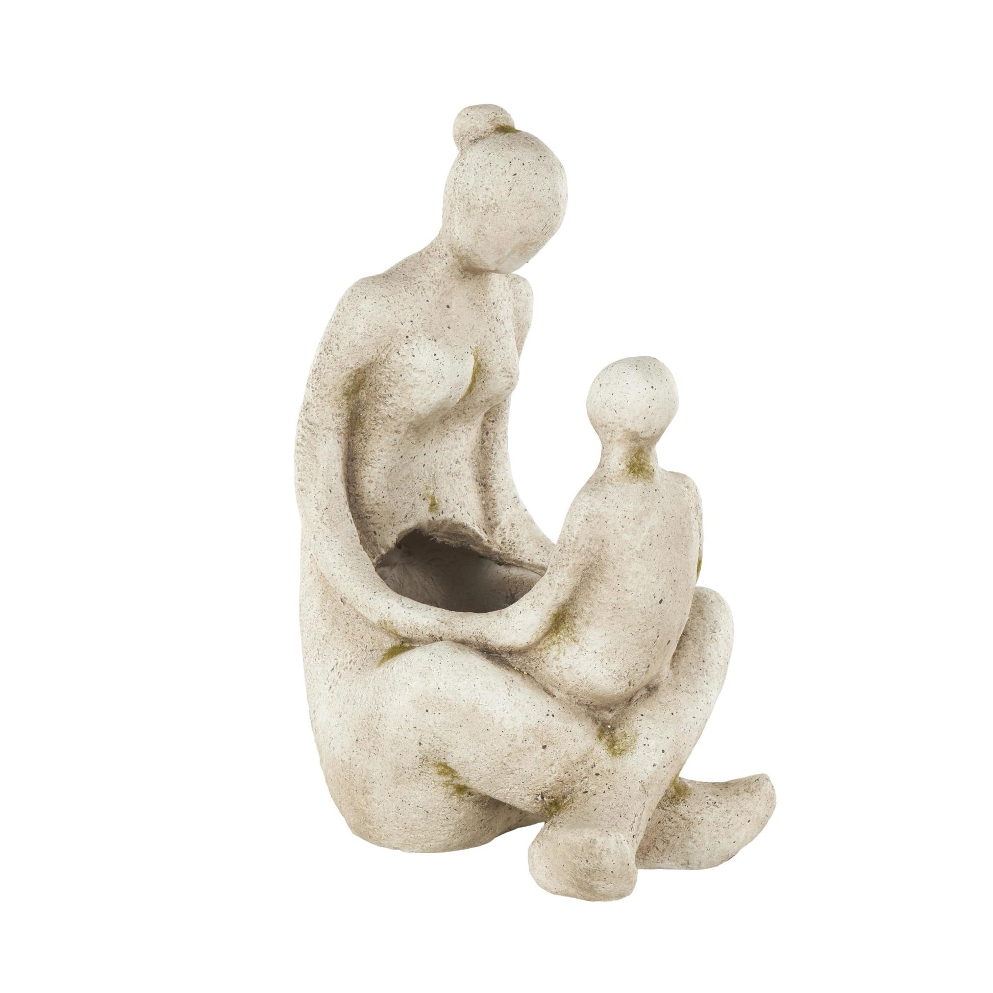 Family Cream Polystone Sitting Indoor Outdoor Planter
