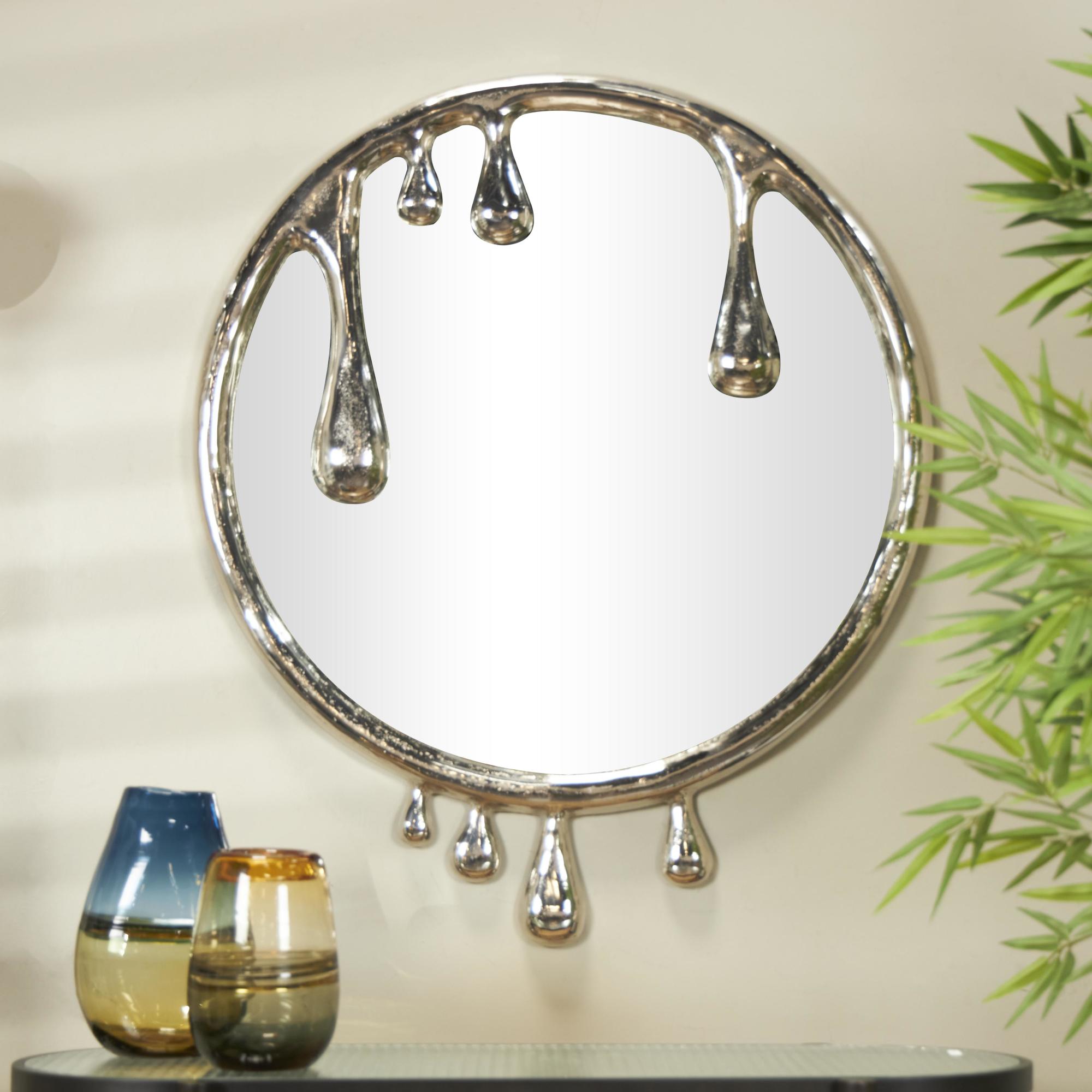 Abstract Aluminum Metal Drip Room Wall Mirror with Melting Designed Frame