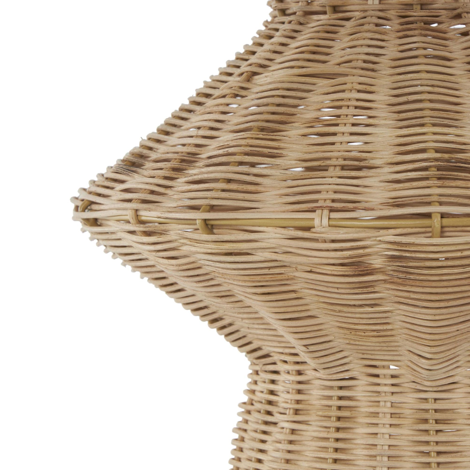 Brown Rattan Handmade Woven Tapered Fluted Decorative Vase