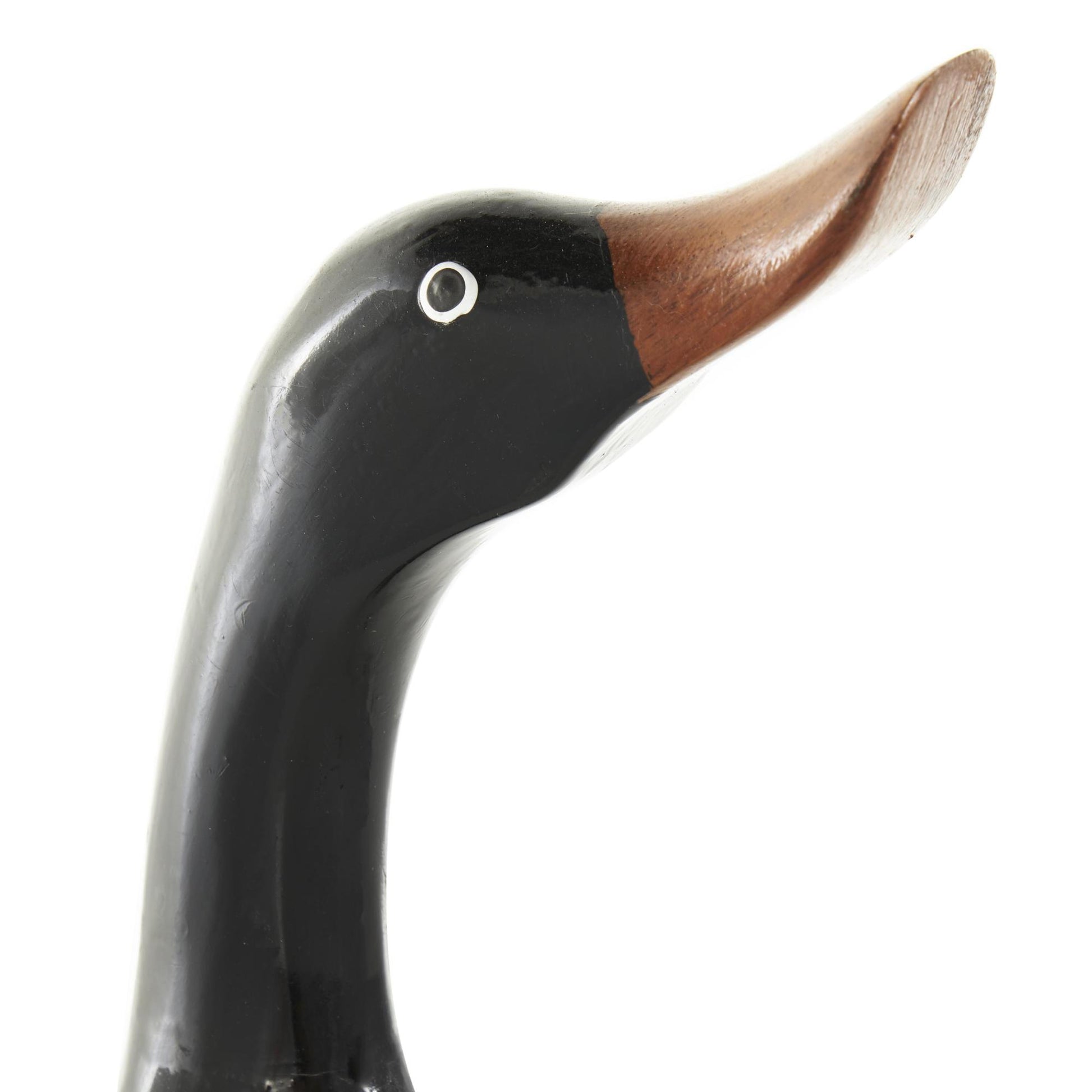 Set of 3 Duck Black Wood Decorative Sculpture with Brown Accents