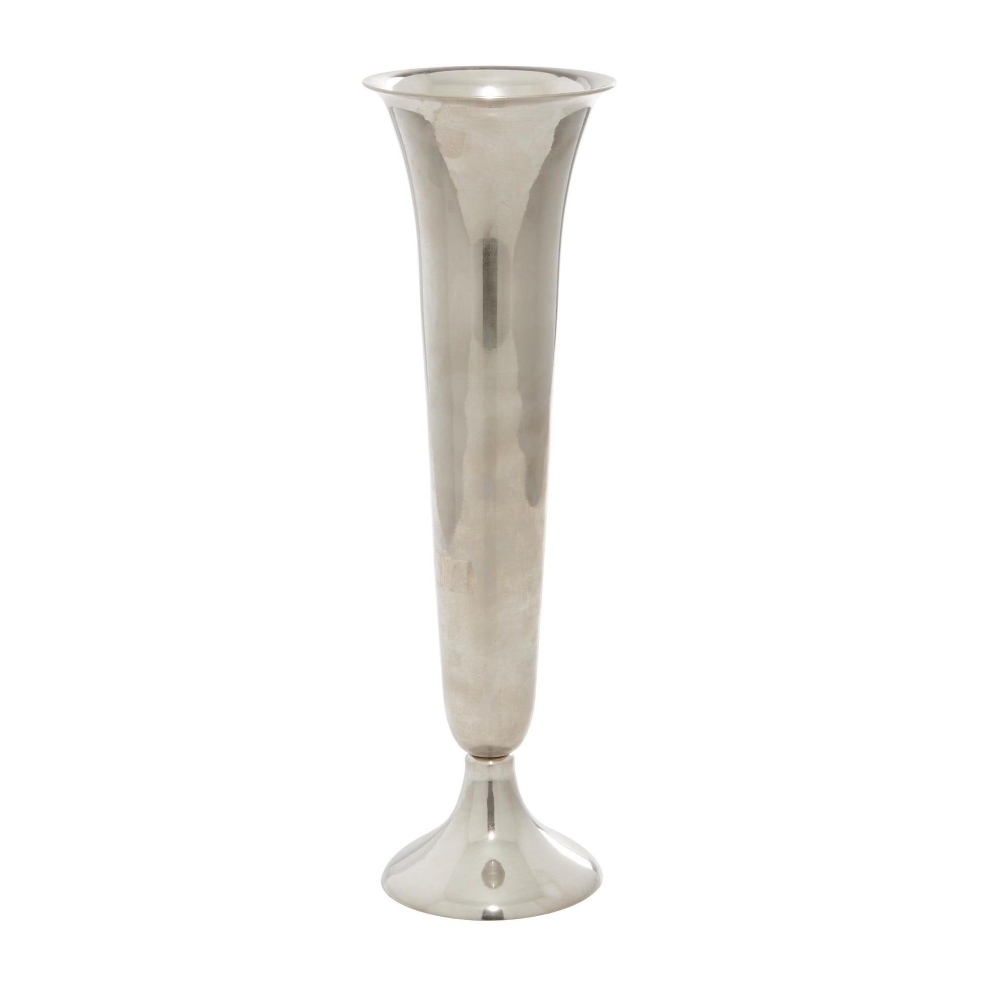 Silver Aluminum Metal Fluted Decorative Vase