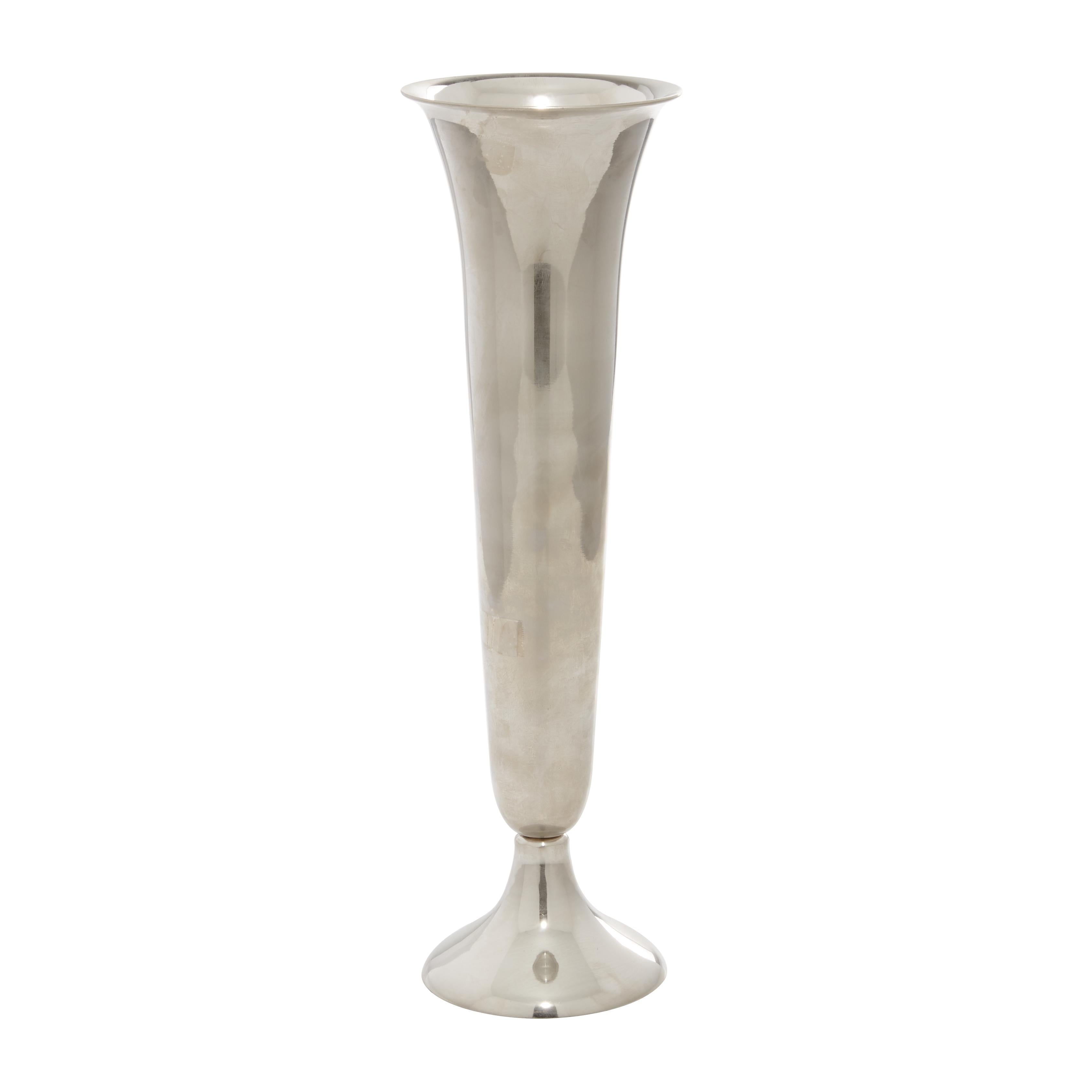 Silver Aluminum Metal Fluted Decorative Vase