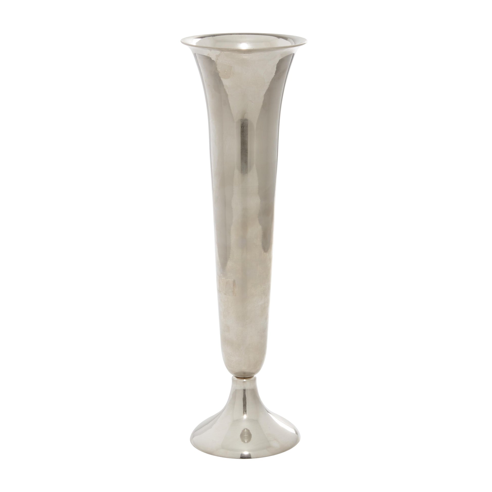 Silver Aluminum Metal Fluted Decorative Vase