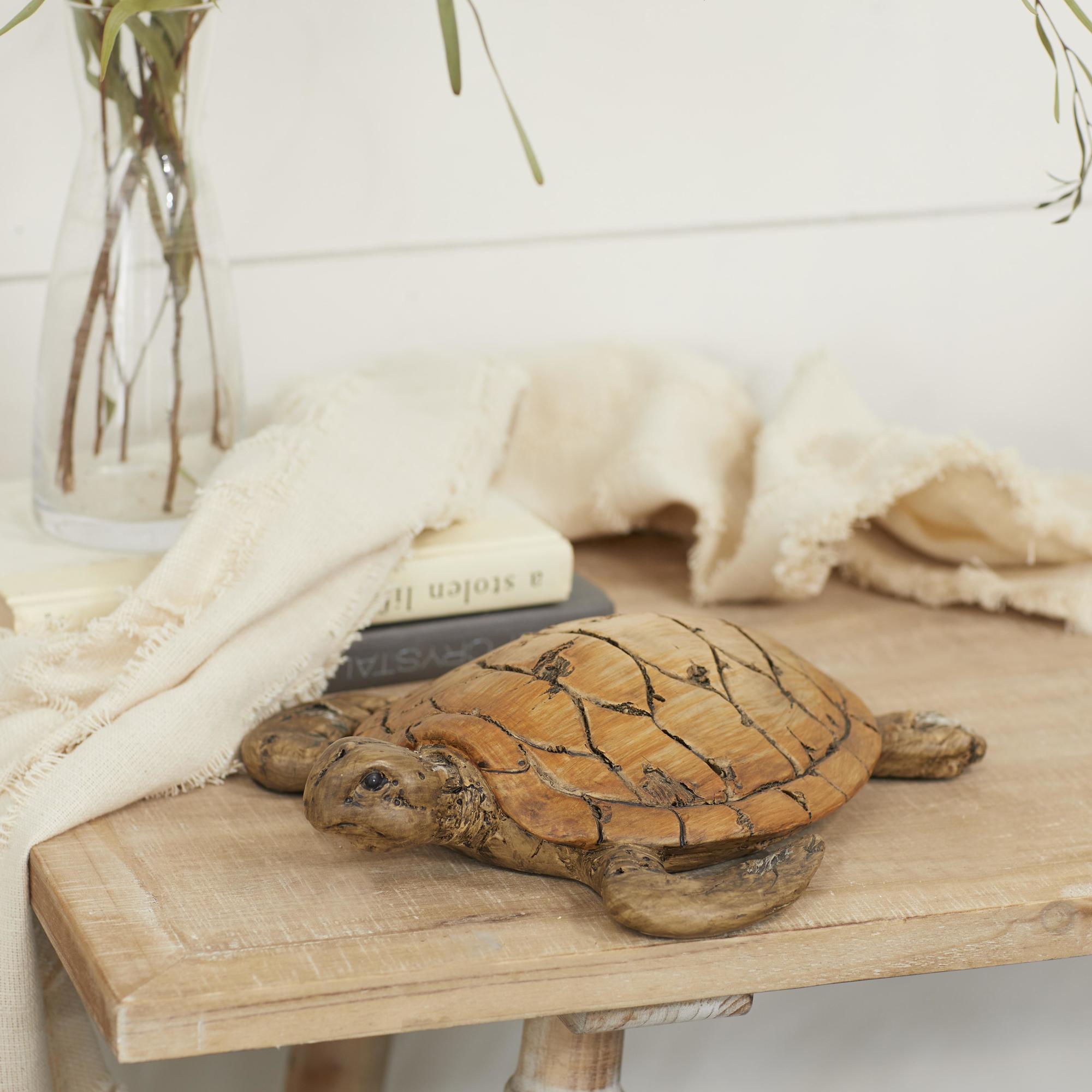 Turtle Brown Polystone Decorative Sculpture