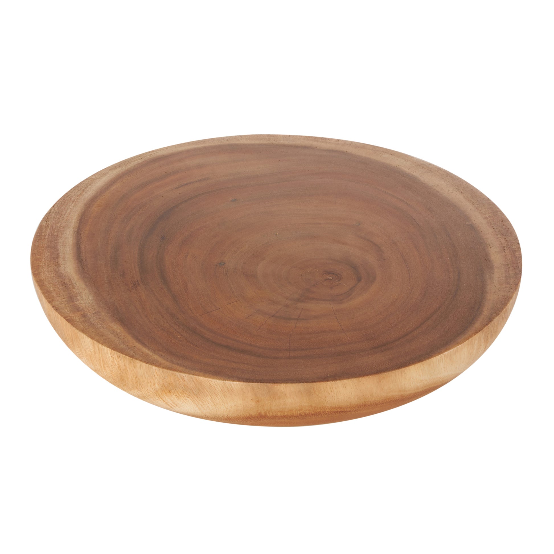 Brown Teak Wood Handmade Large Decorative Bowl with Elevated Base