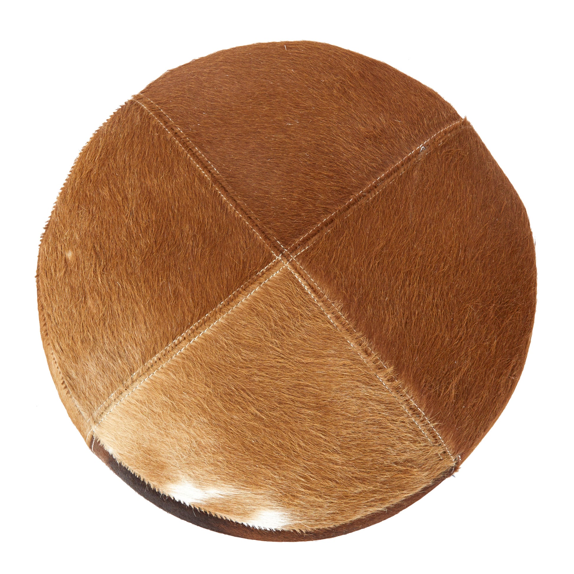 Leather Handmade Living Room Stool with Patchwork Pattern 16" x 16" x 17"