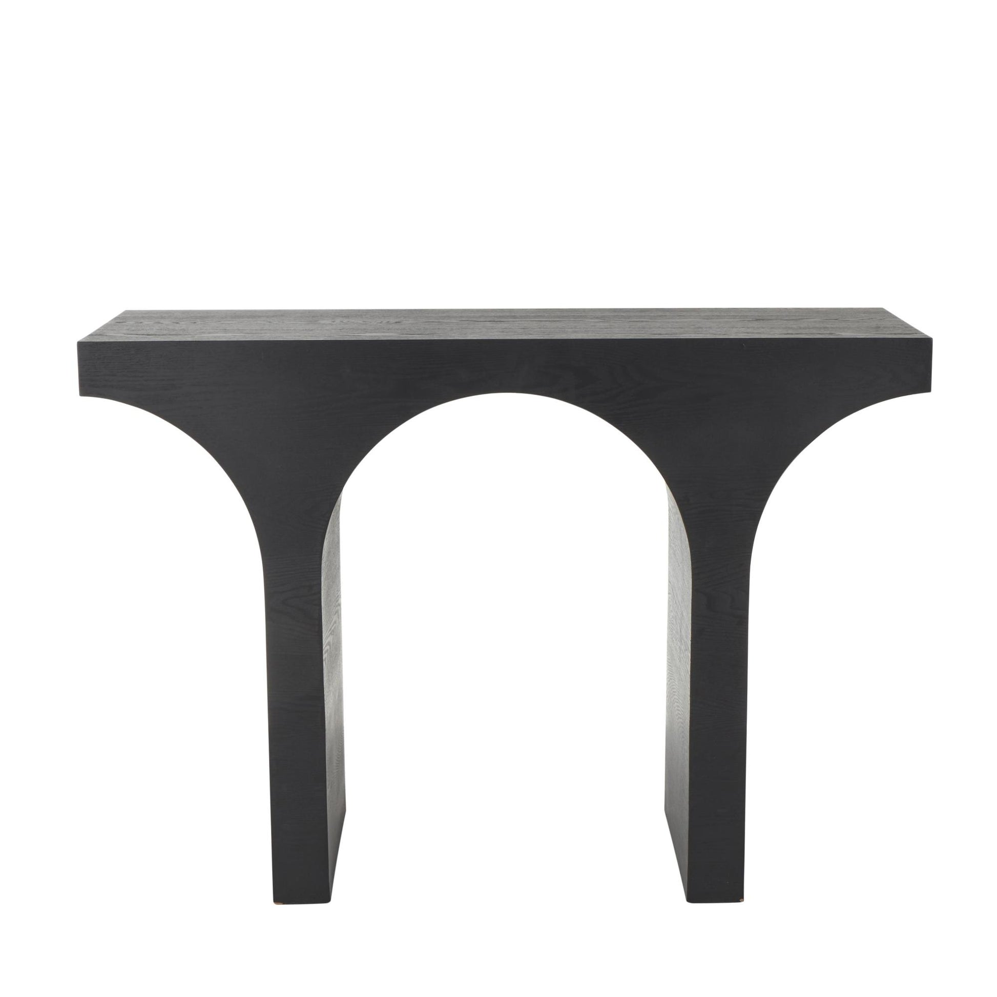 Abstract Black Wood Cutout Arch Living Room Console Table