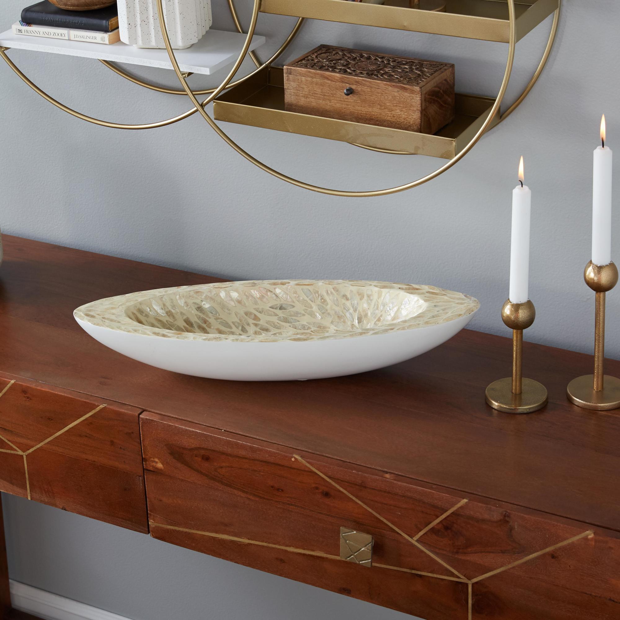 Nautical White Mother of Pearl Shell Living Room Decor Tray