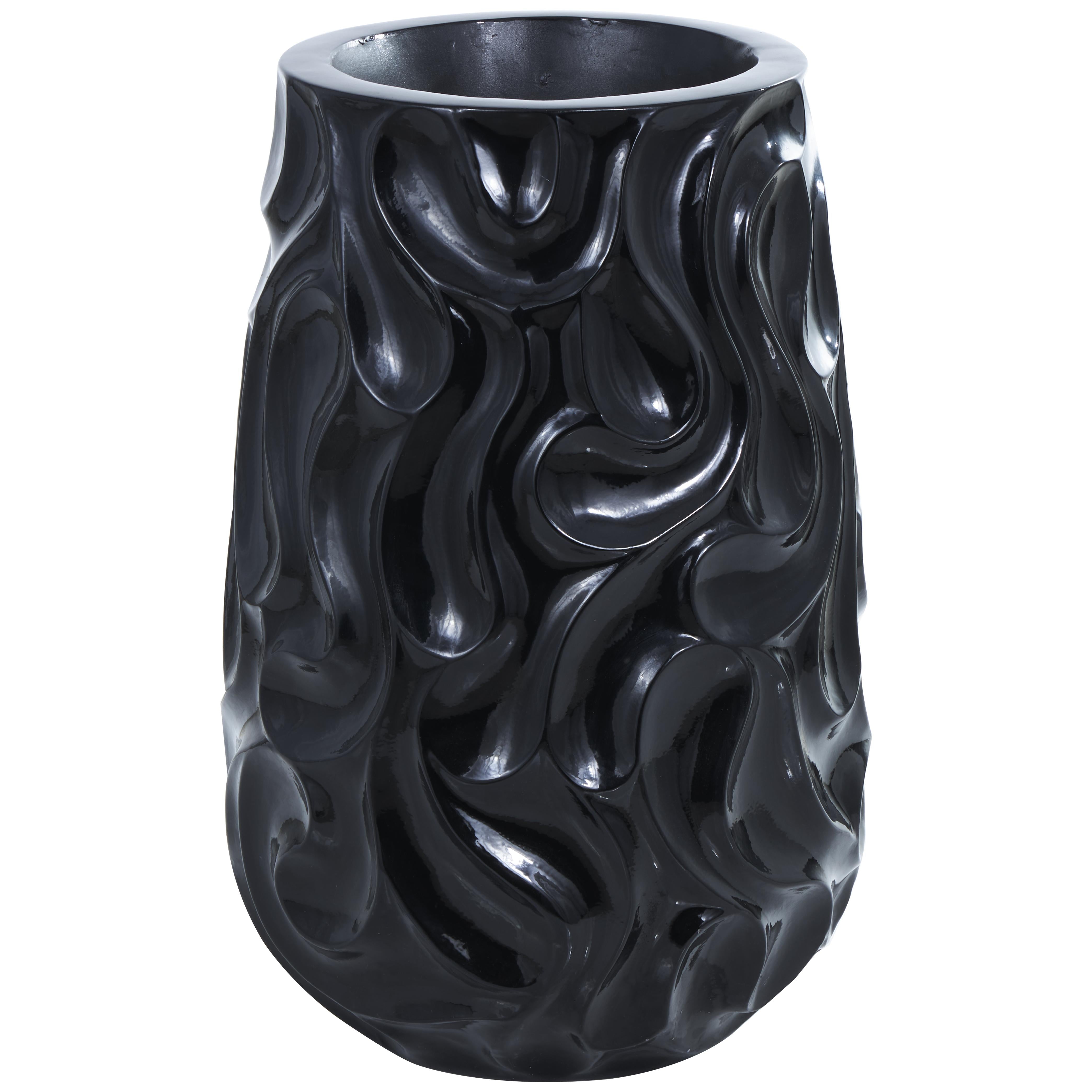 Abstract Resin Large Wavy Textured Floor Decorative Vase