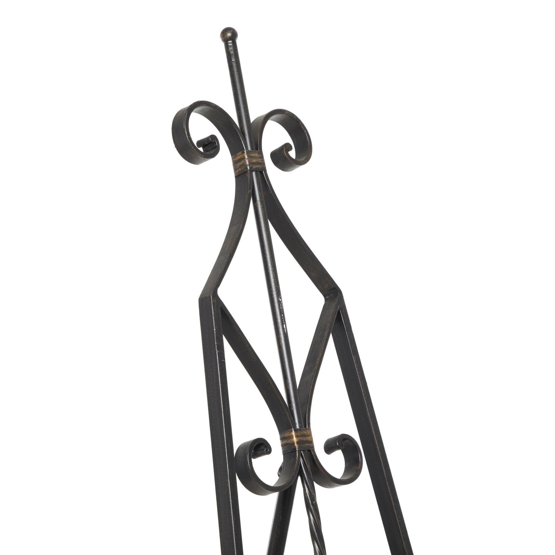 Scroll Black Metal Tall Adjustable Display Easel with Gold Accents