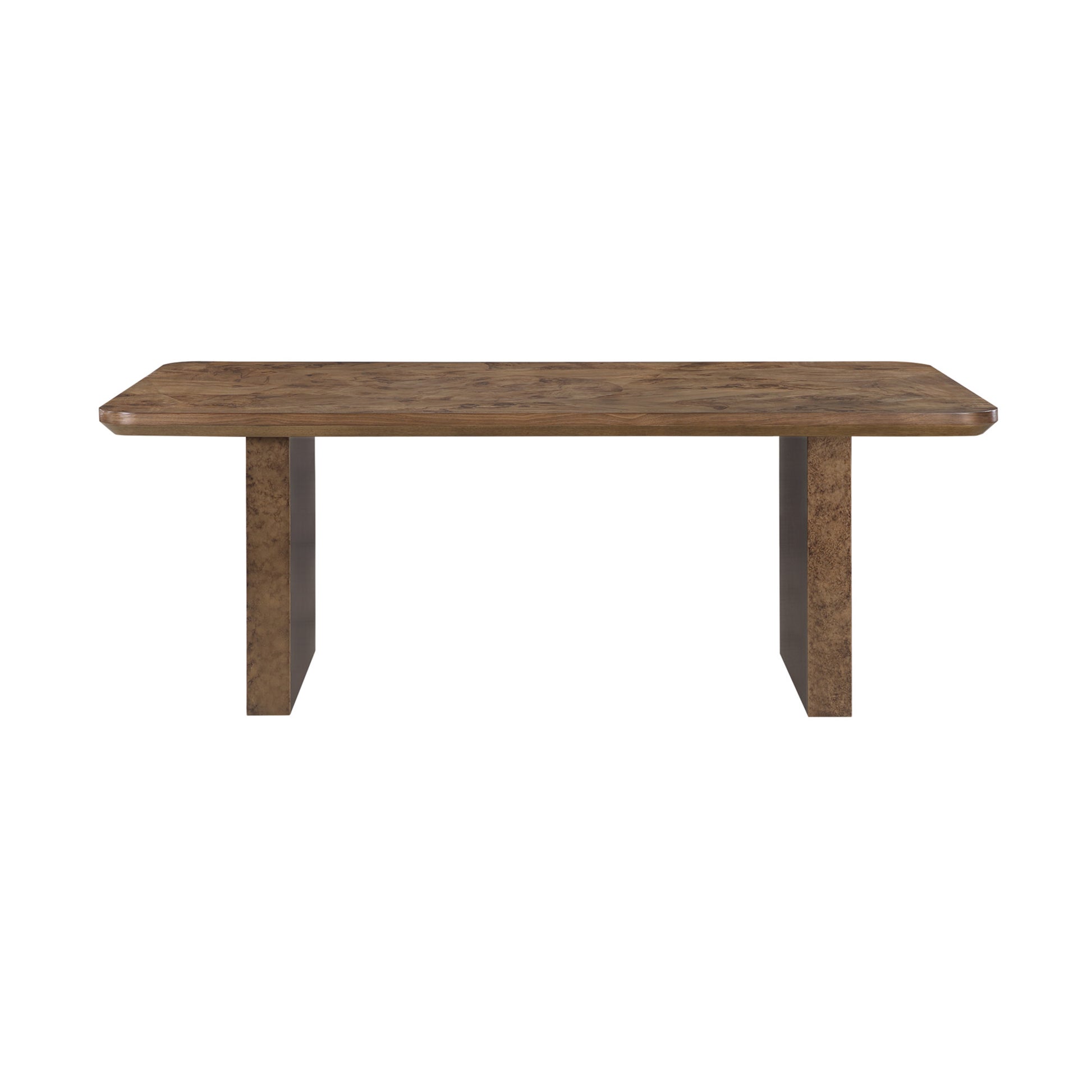 Brown Wooden Kitchen Dining Table with Block Style Legs