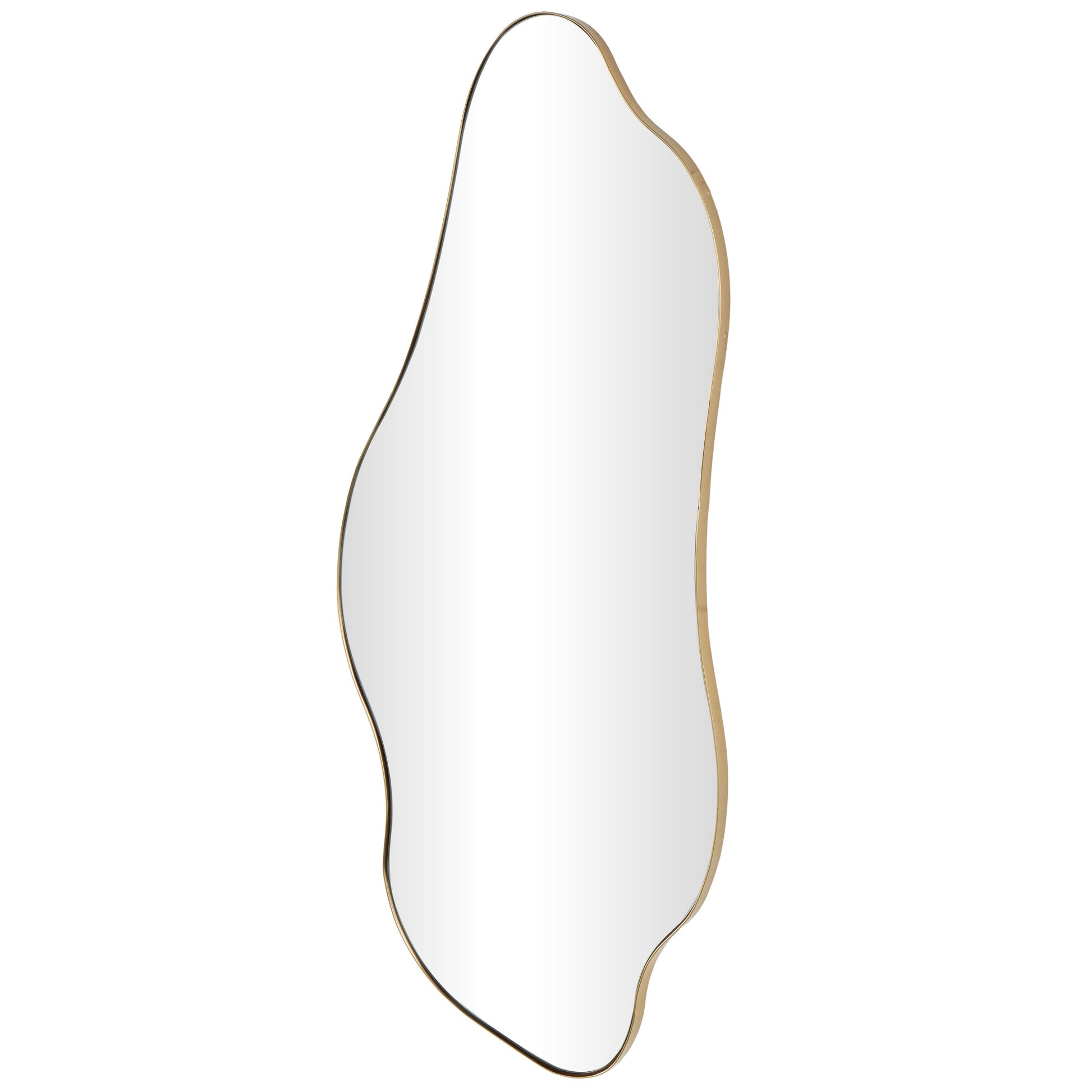 Abstract Gold Metal Wavy Room Wall Mirror