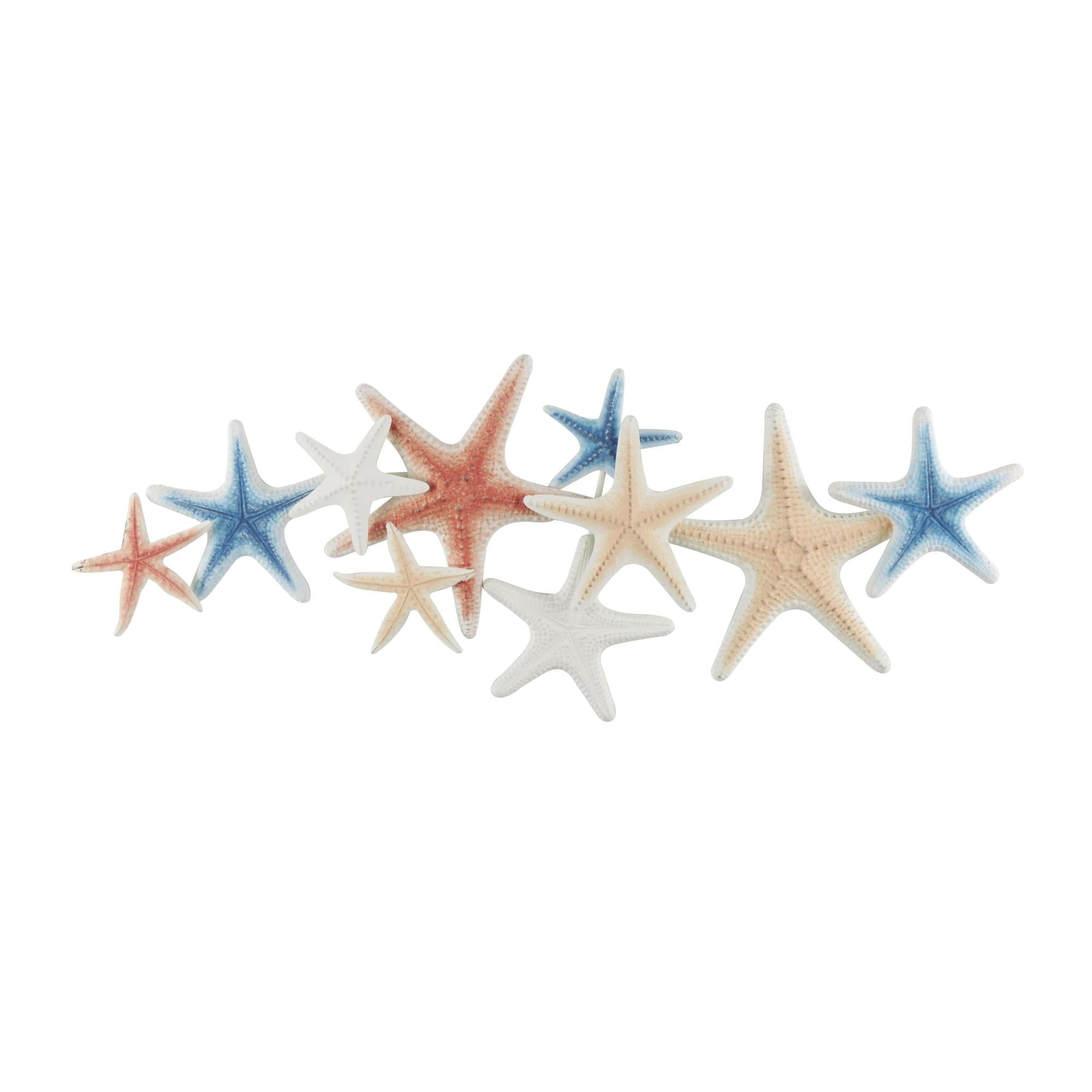 Starfish Brown Metal Layered Home Wall Decor with Blue and Red Accents