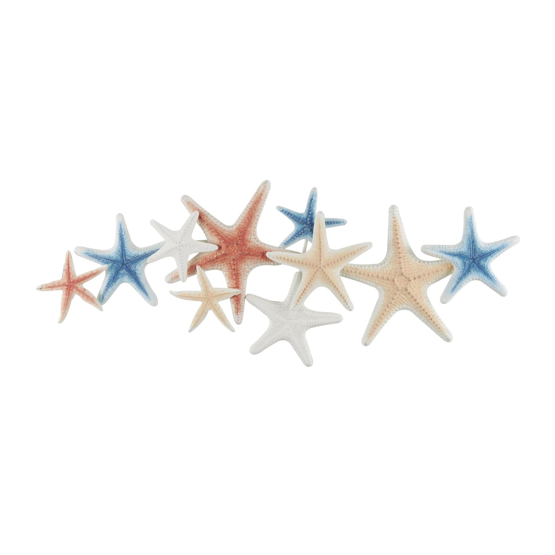 Starfish Brown Metal Layered Home Wall Decor with Blue and Red Accents