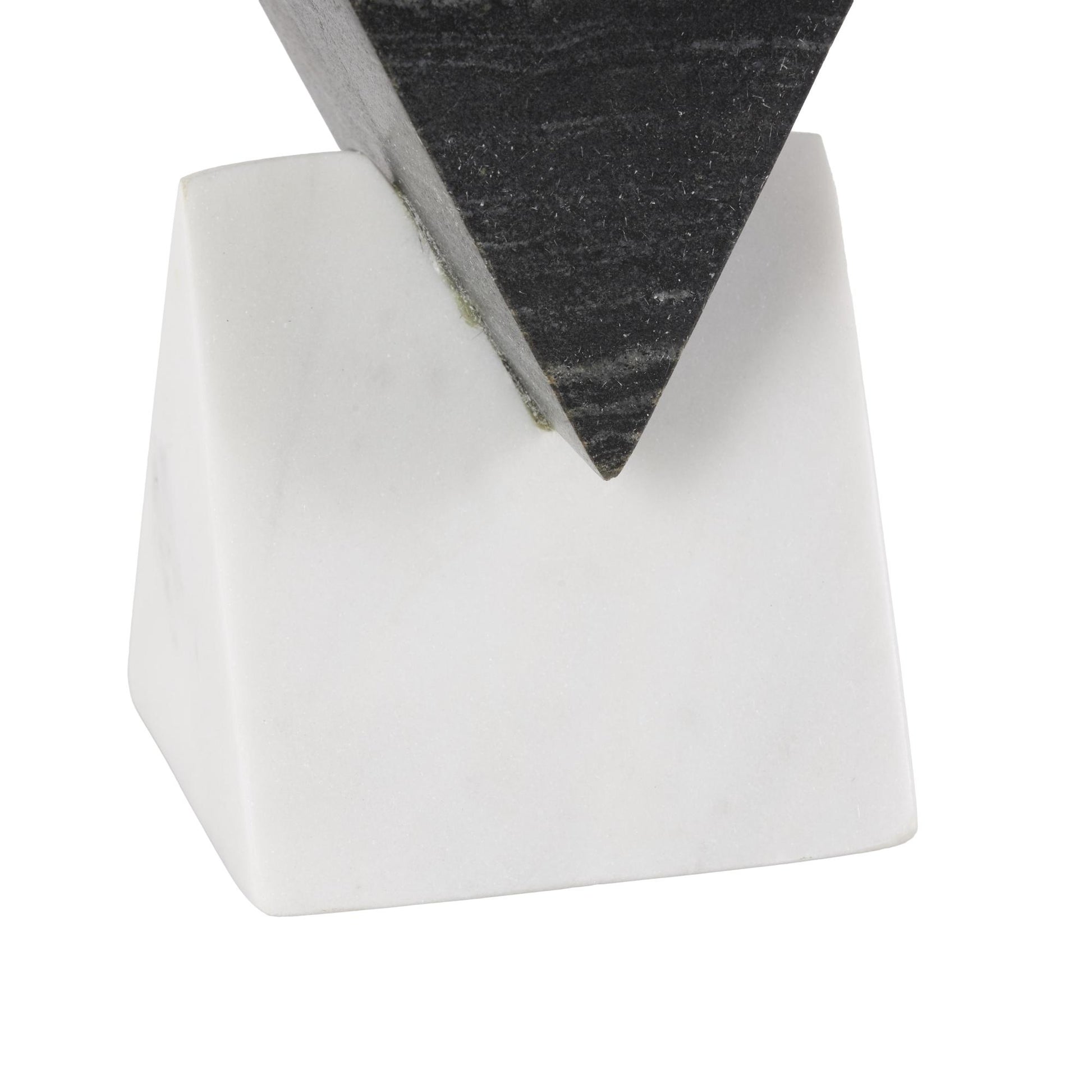 Geometric White Marble Stacked Pyramid Decorative Sculpture with White Base