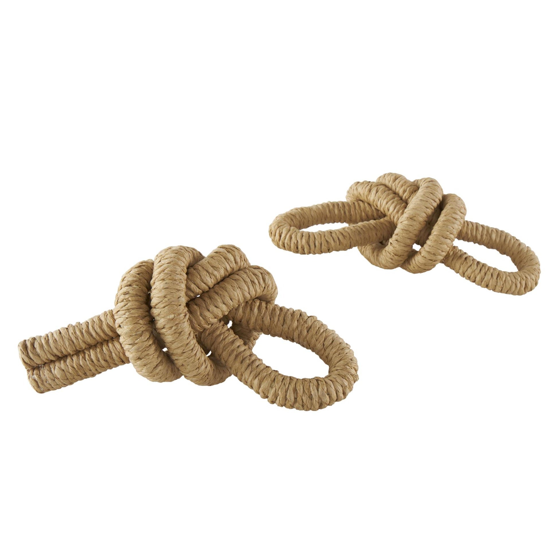 Set of 2 Knot Brown Paper Woven Decorative Sculpture