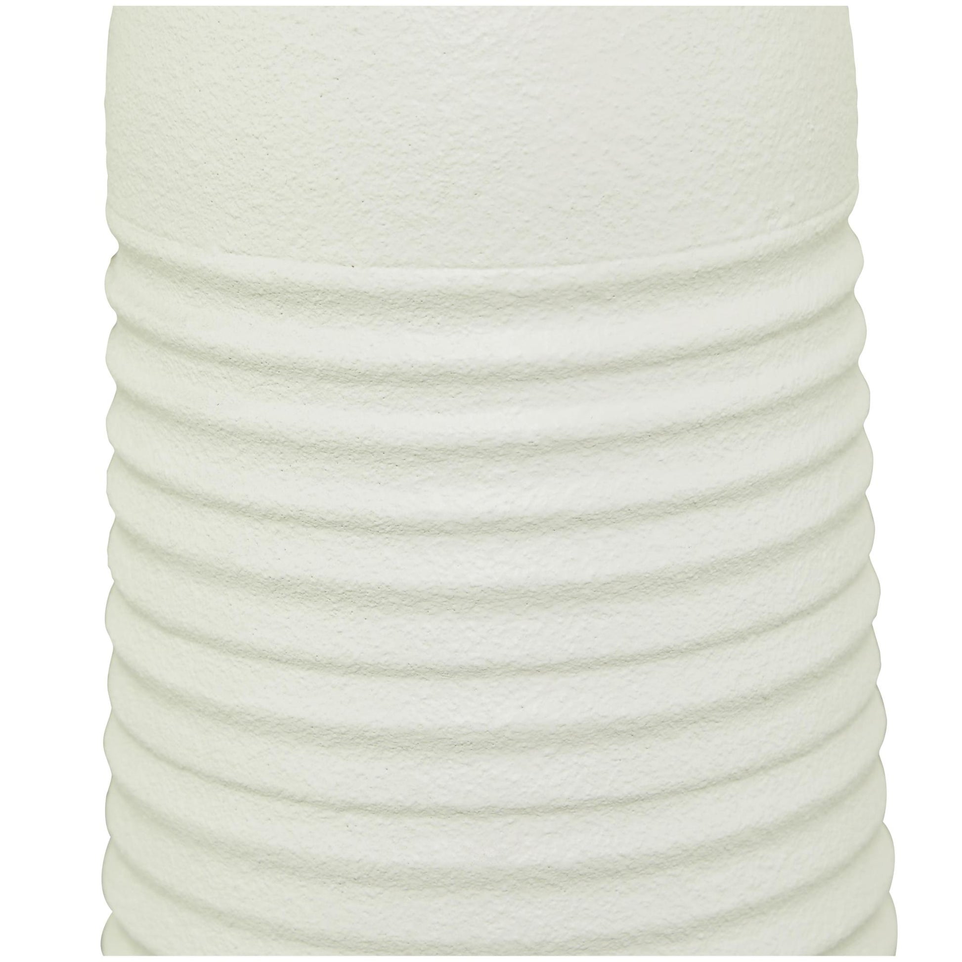 White Metal Grooved Decorative Vase