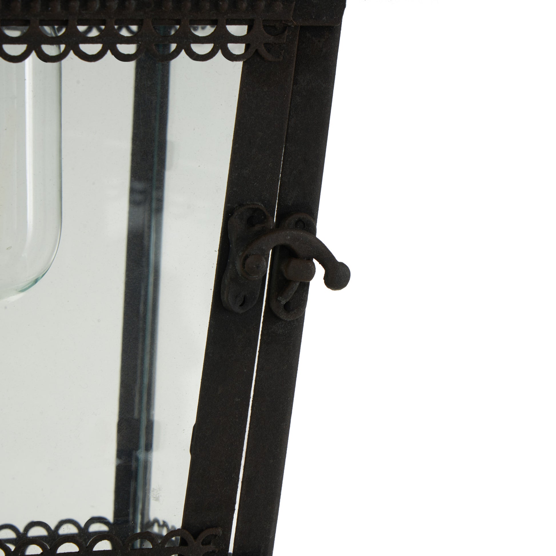 Light House Black Metal Style Decorative Indoor Outdoor Candle Lantern with Ring Handle