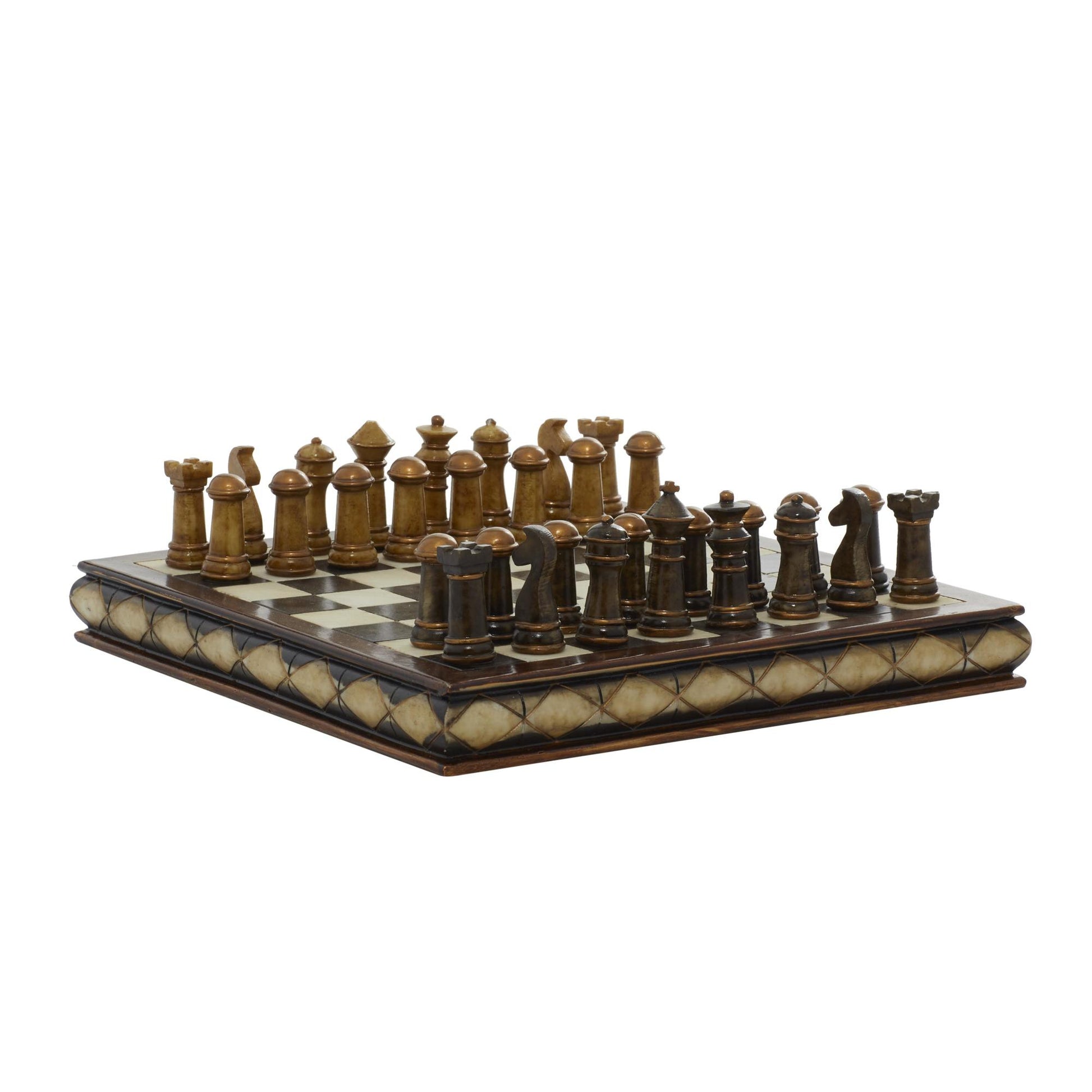 Chess Brown Polystone Home Decor Game Set