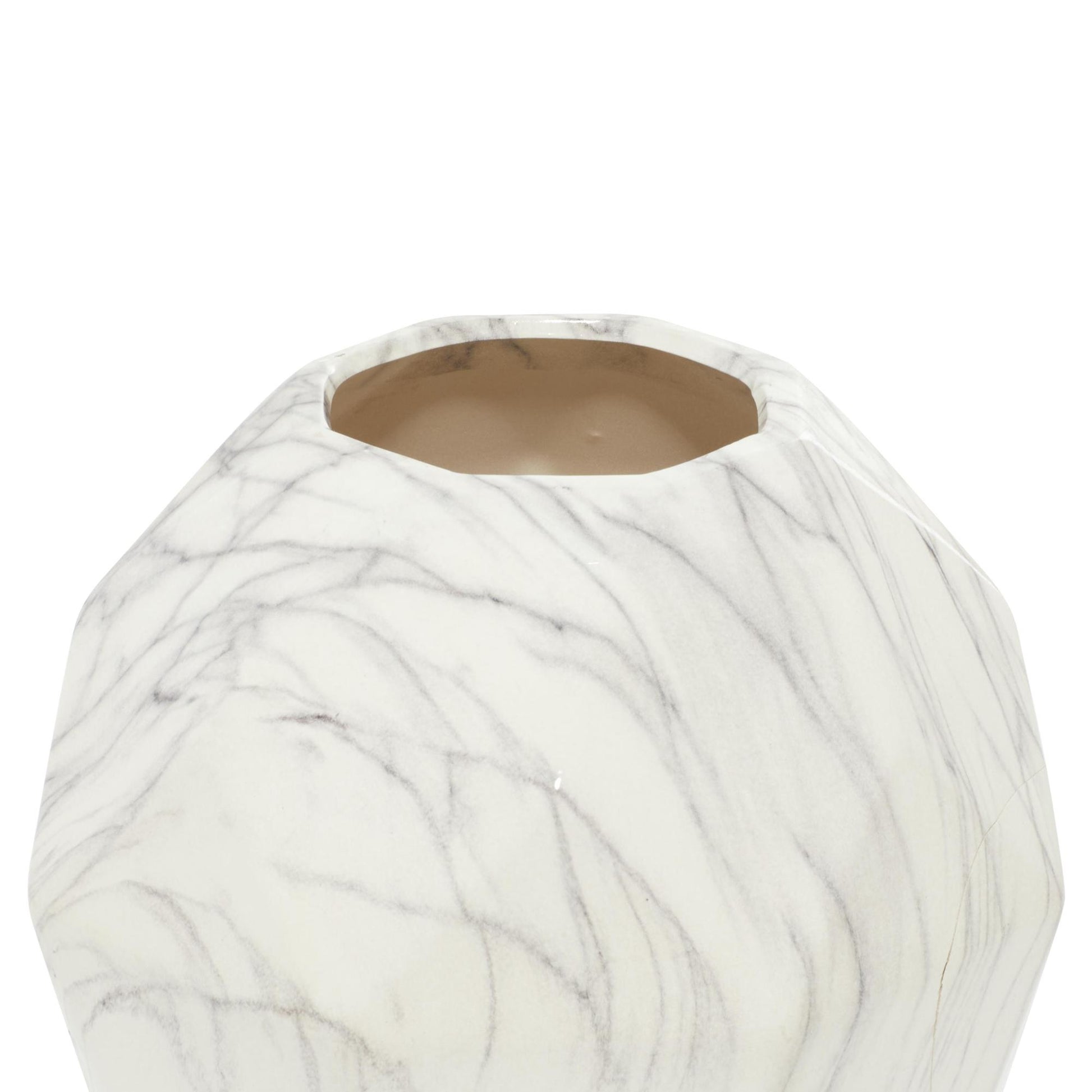 White Ceramic Faux Marble Decorative Vase