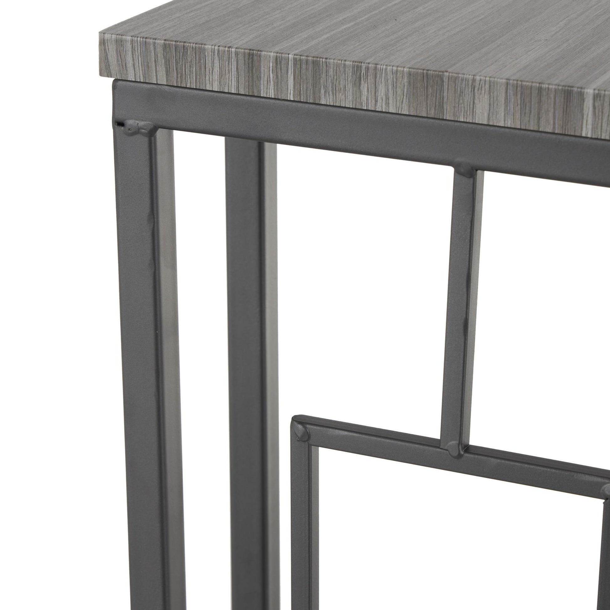 Metal C-Shaped Side End Accent Table with Black Metal Base
