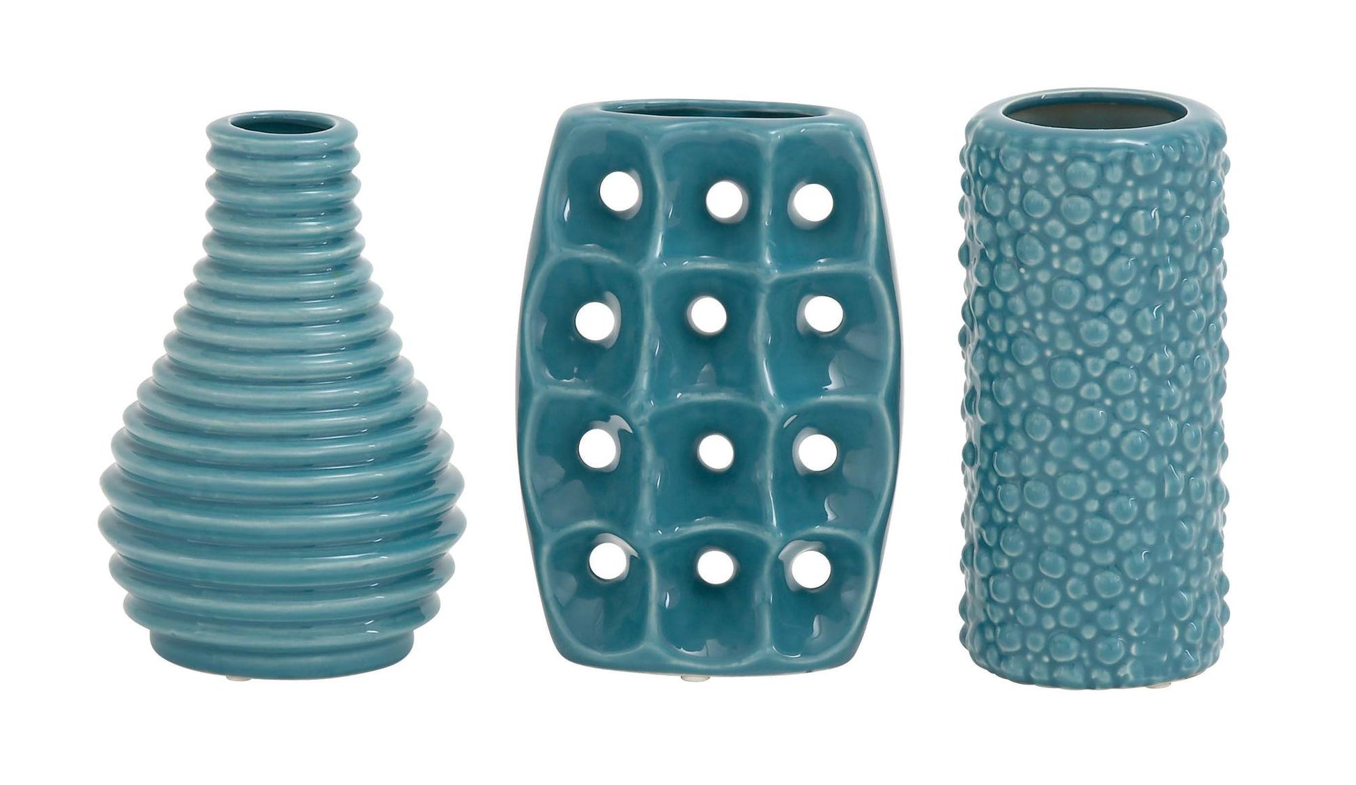 Set of 3 Ceramic Decorative Vase with Varying Patterns