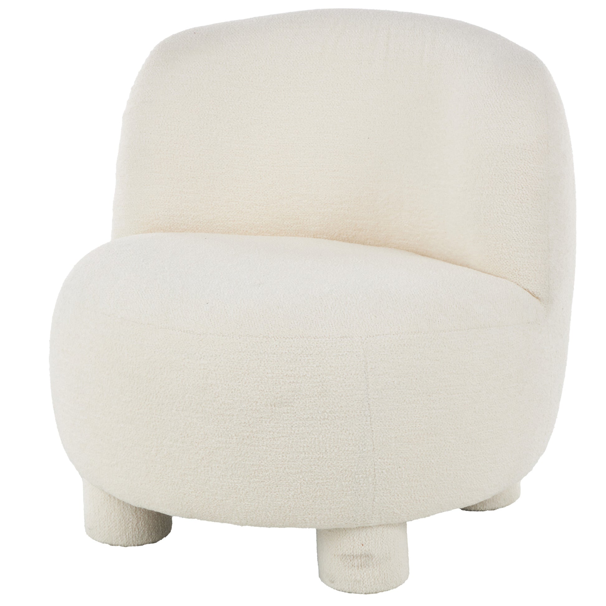 Cream Polyester Rounded Barrel Living Room Accent Chair