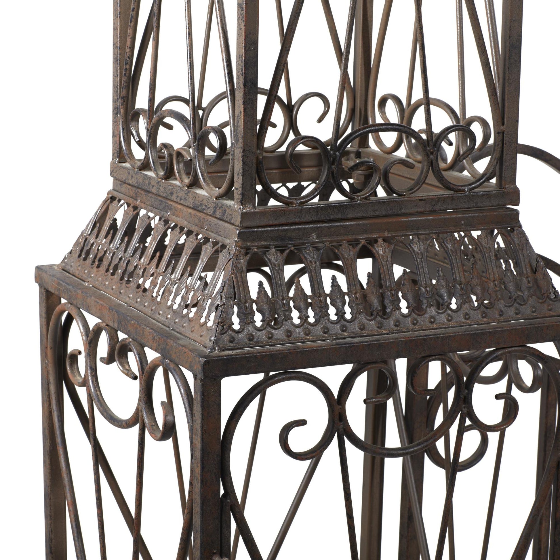 Scroll Bronze Metal Indoor Outdoor Arched Gate Indoor Outdoor Garden Arbor with Pillars and Latch Lock Closure