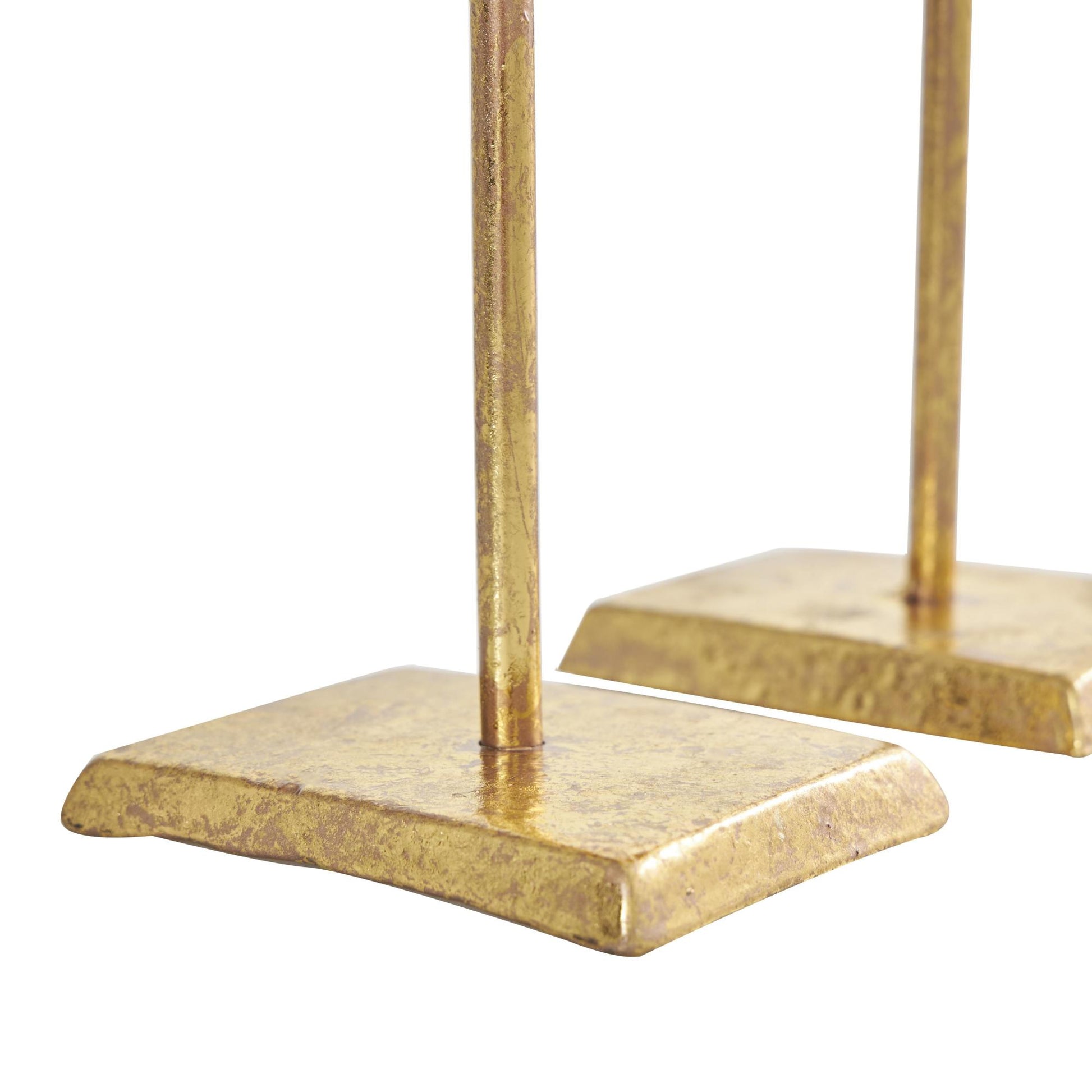 Set of 2 Bird Gold Metal Decorative Sculpture with Gold Foil Texturing