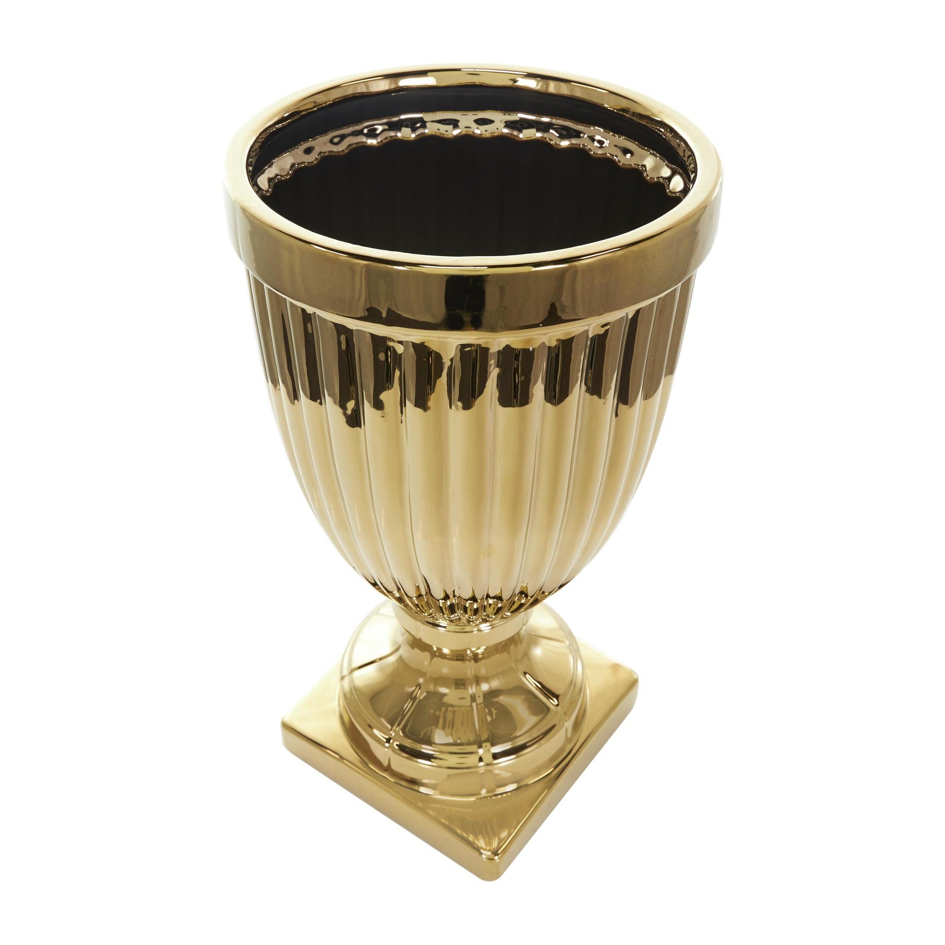 Ceramic Tall Fluted Urn Living Room Decorative Jars with Grooves and Lid