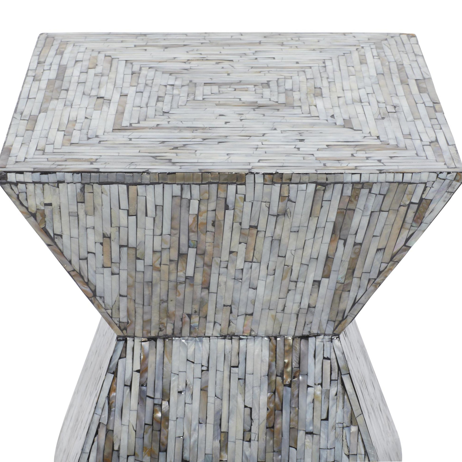 Mother of Pearl Shell Handmade Hourglass Shaped Side End Accent Table