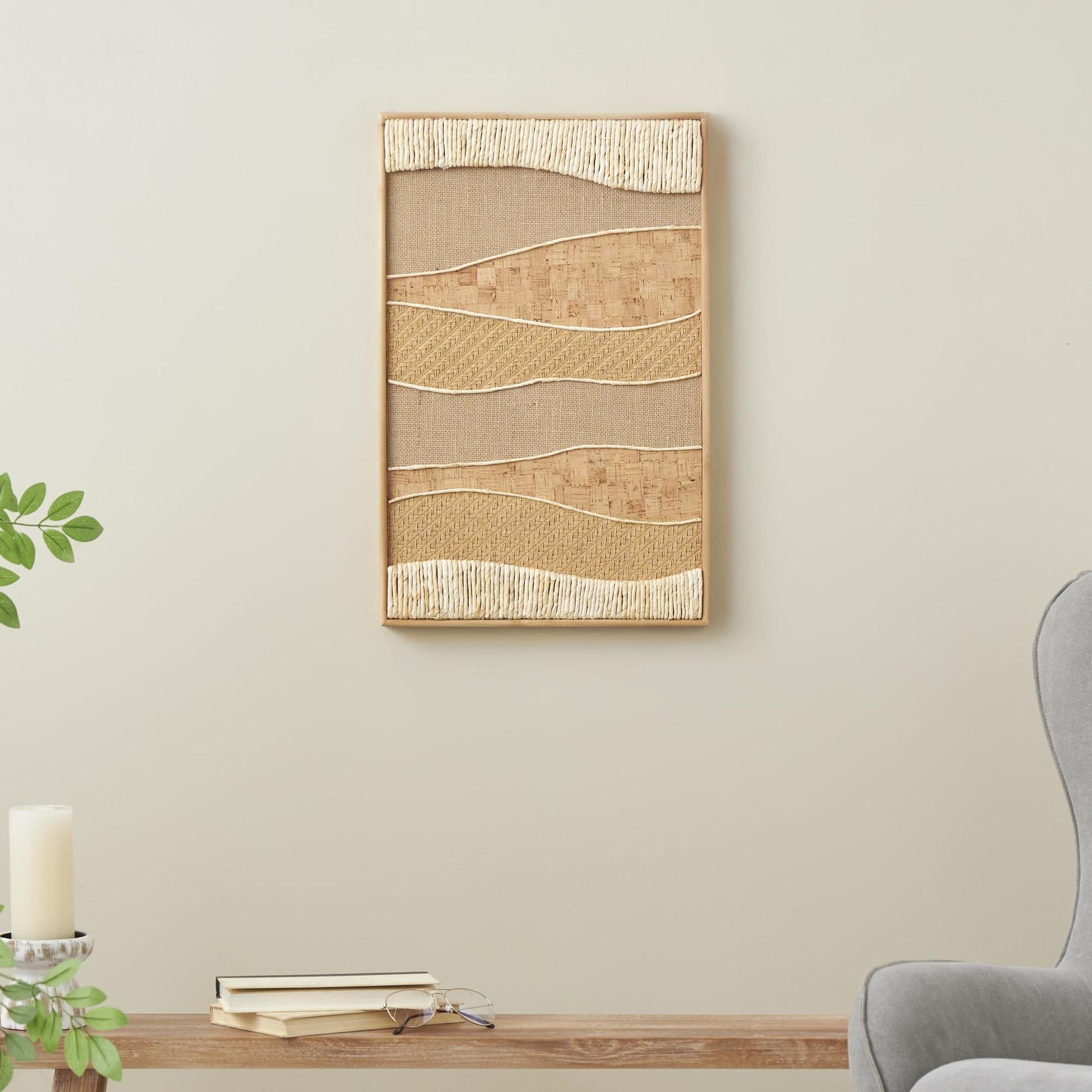 Abstract Brown Wood Handmade Horizontal Mixed Media Home Wall Decor with Various Textures and Patterns