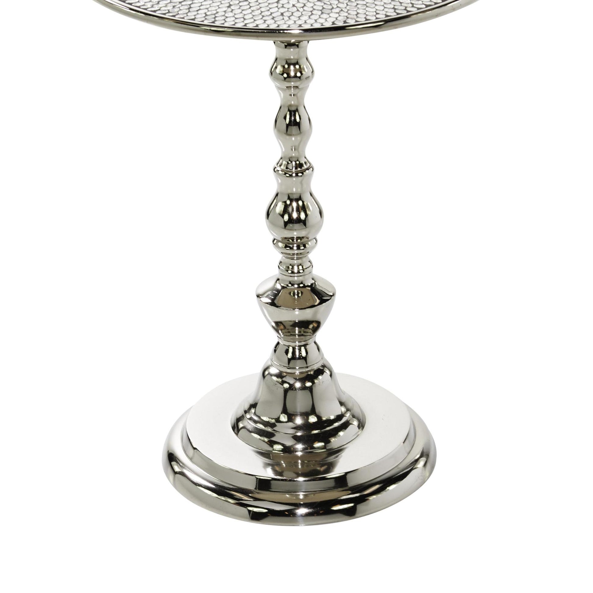 Silver Aluminum Metal Side End Accent Table