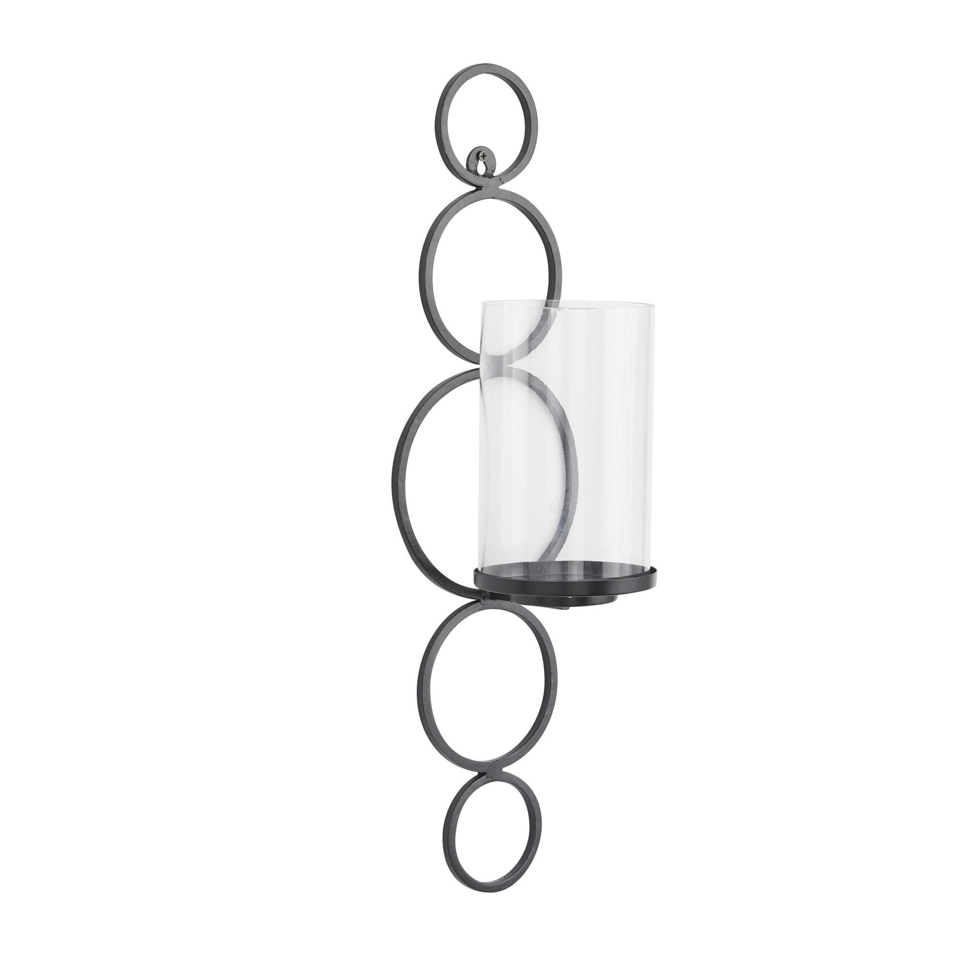 CosmoLiving by Cosmopolitan Metal Single Candle Indoor Outdoor Wall Sconce with Glass Holder