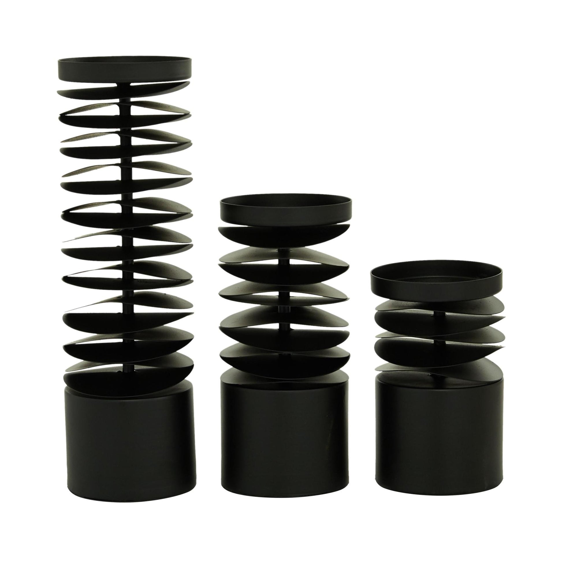 Set of 3 Black Metal Decorative Candle Holder